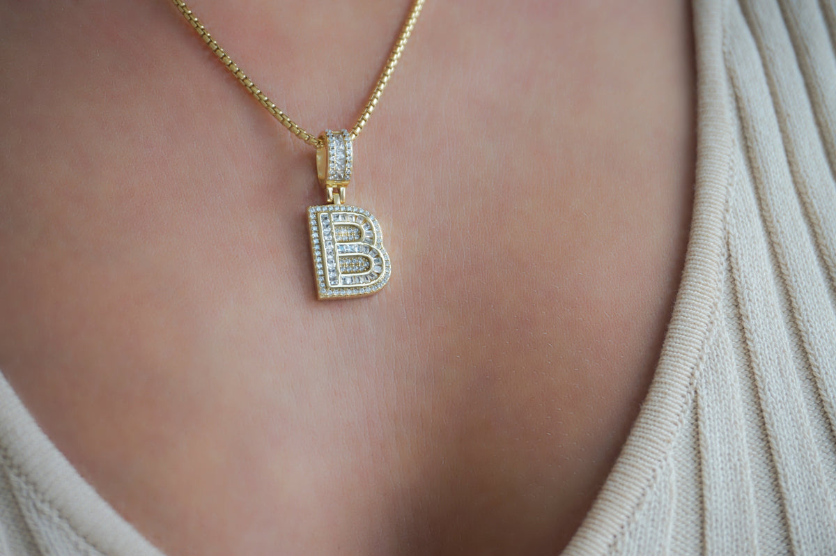 Double Ice Initial Necklace | Restivo Jewelers
