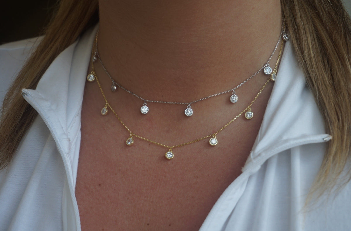 CZ Bezel Drop Necklace | Restivo Jewelers