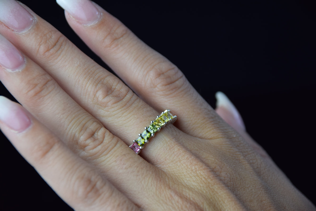 Rainbow Princess Cut CZ Ring | Restivo Jewelers