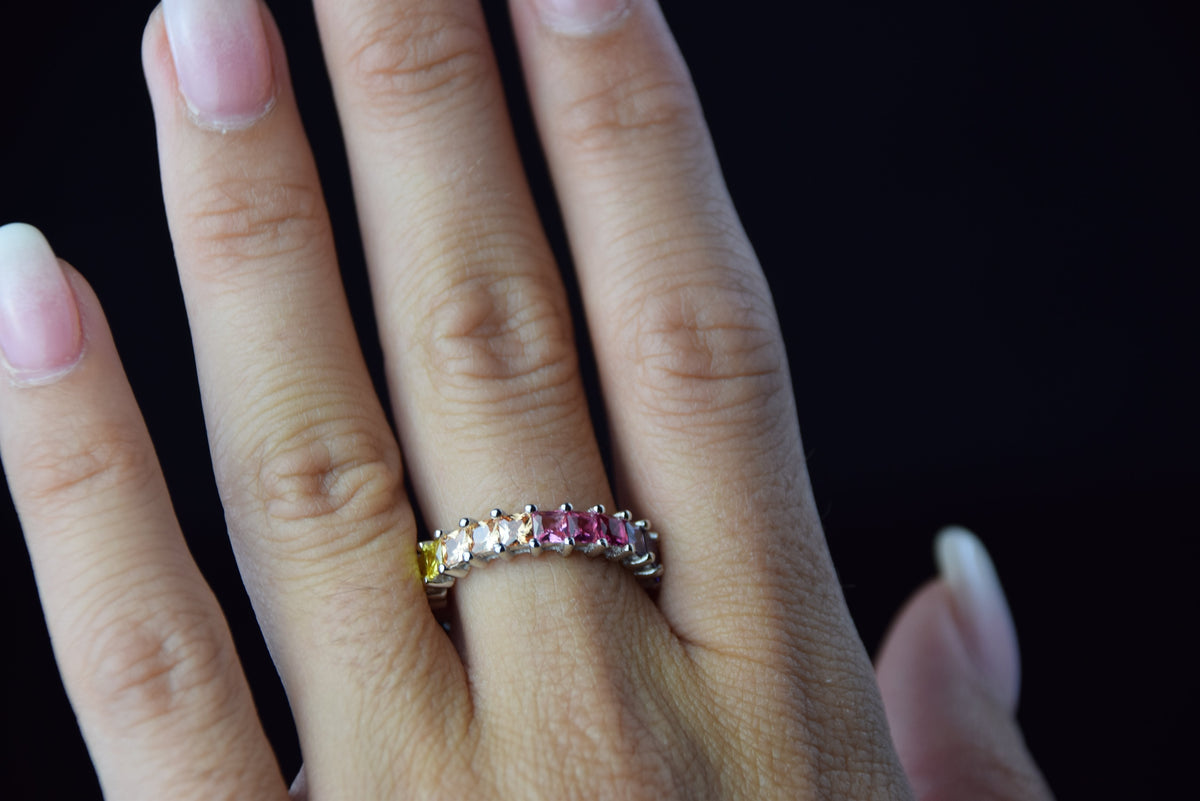 Rainbow Princess Cut CZ Ring | Restivo Jewelers