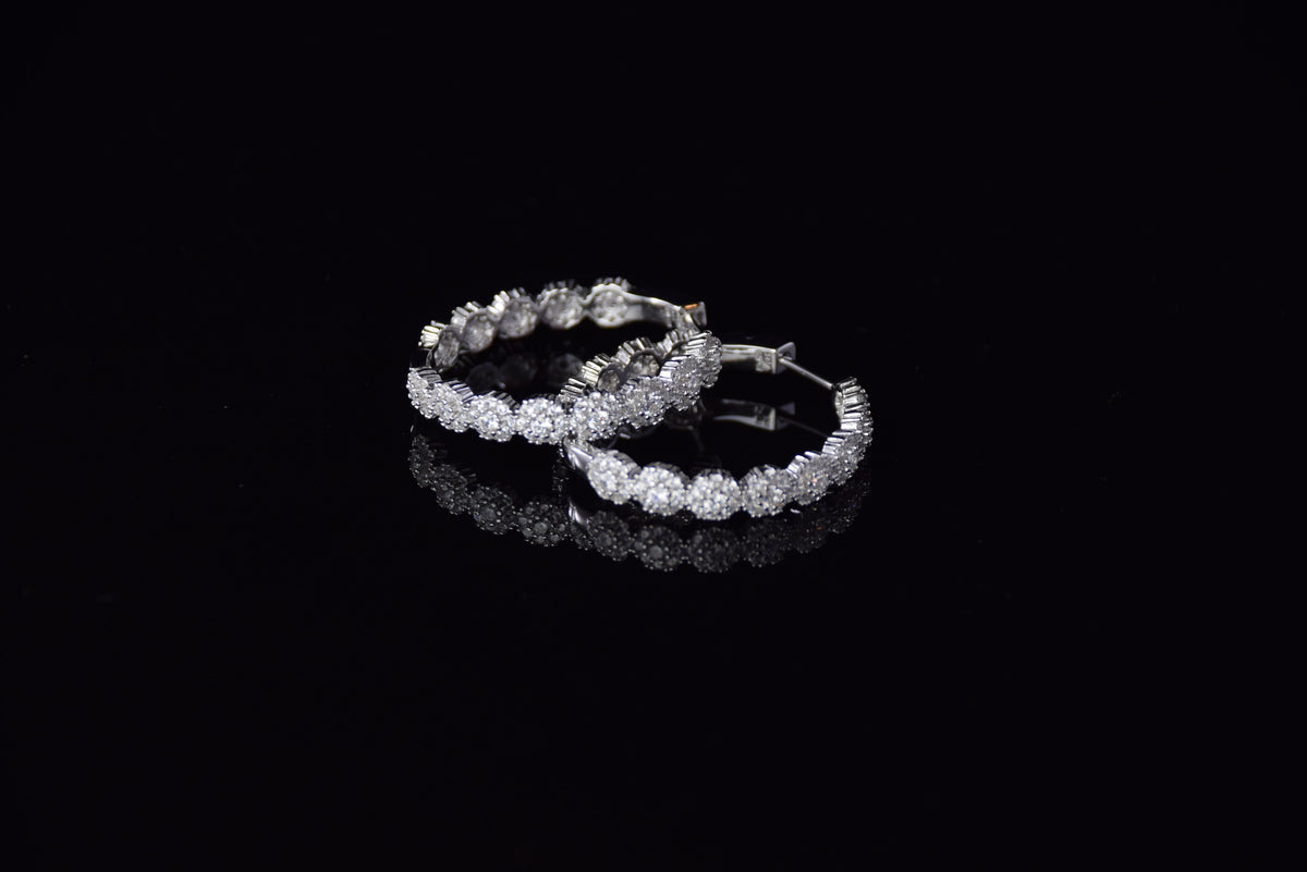 Honeycomb CZ Hoops | Restivo Jewelers