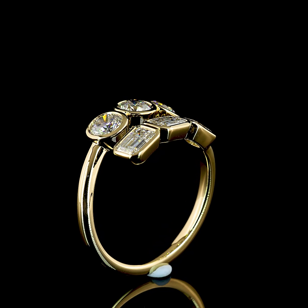 14K Gold Mix Shape Diamond ByPass Ring
