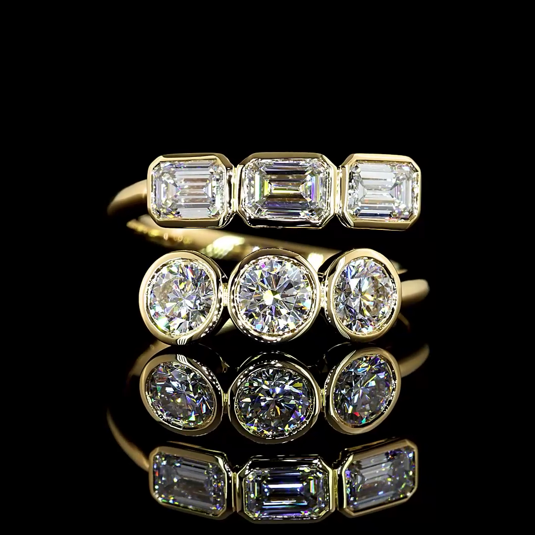 14K Gold Mix Shape Diamond ByPass Ring