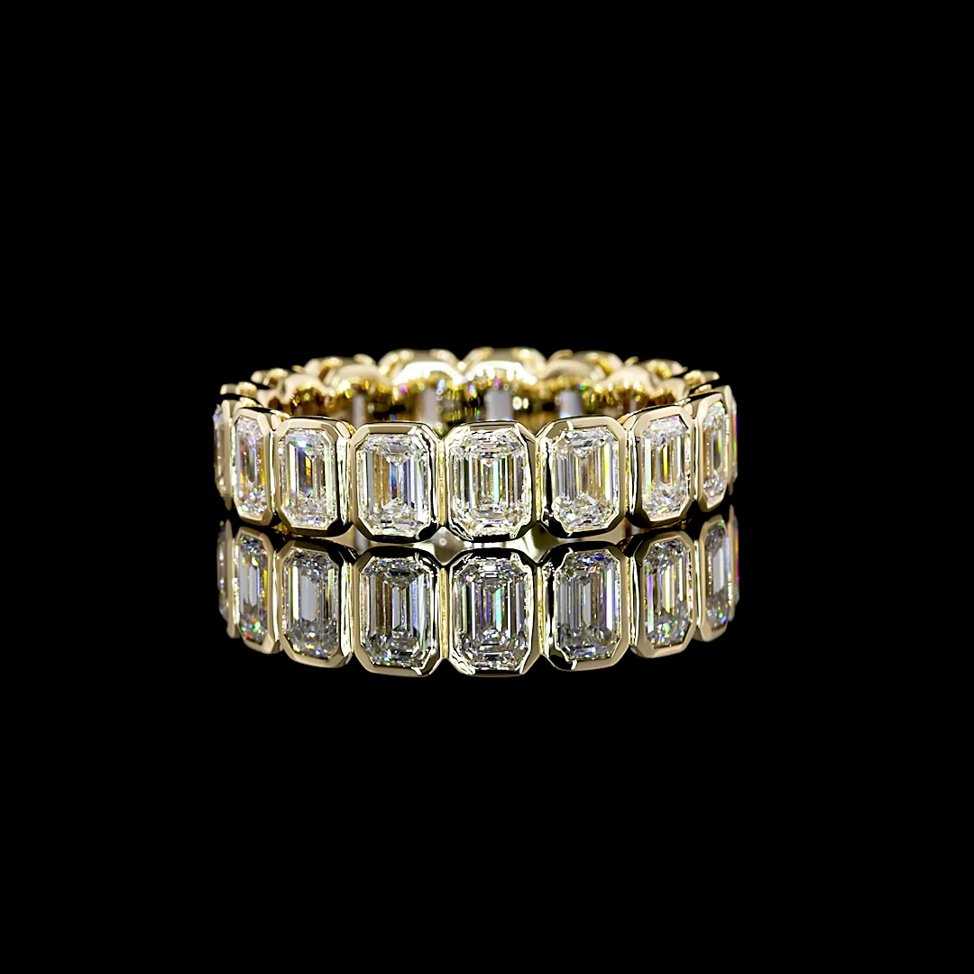 14K Emerald Cut Bezel Eternity Band