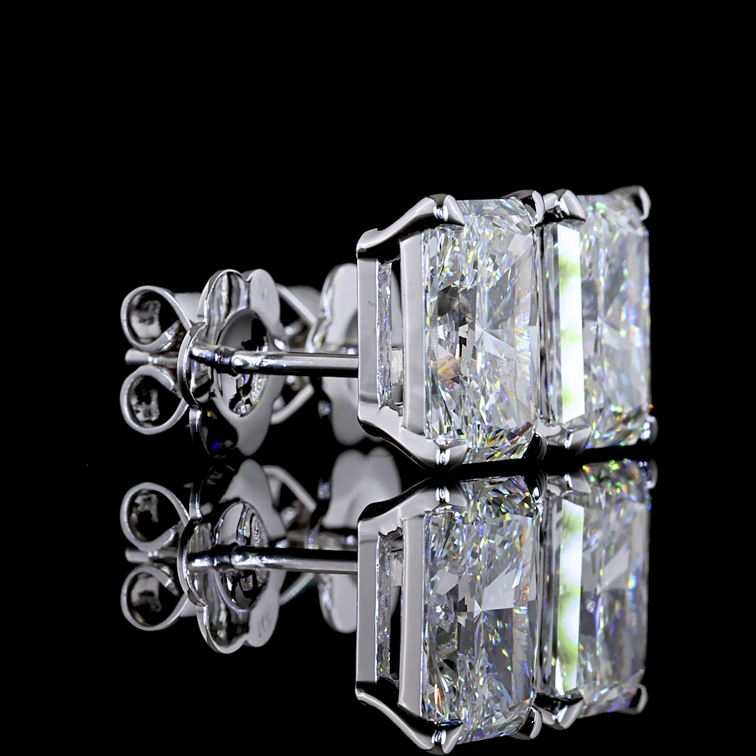 14K Radiant Cut Diamond Studs 4 Carat Total