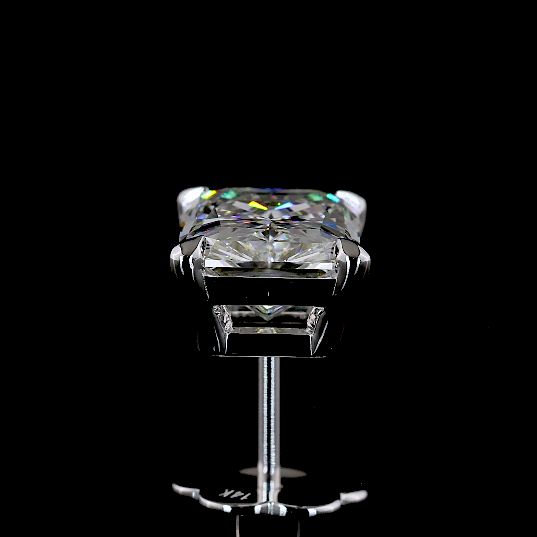 14K Radiant Cut Diamond Studs 4 Carat Total