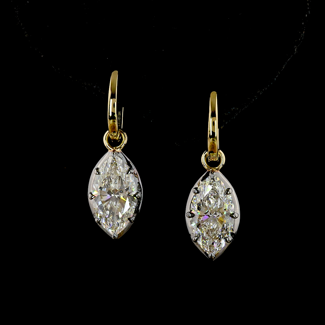 Marquise Shape Hanging Earring Noir Setting