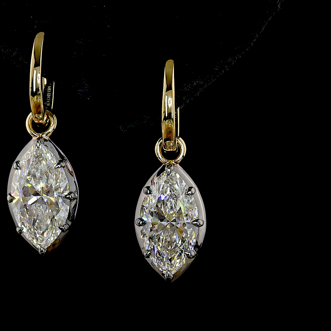 Marquise Shape Hanging Earring Noir Setting