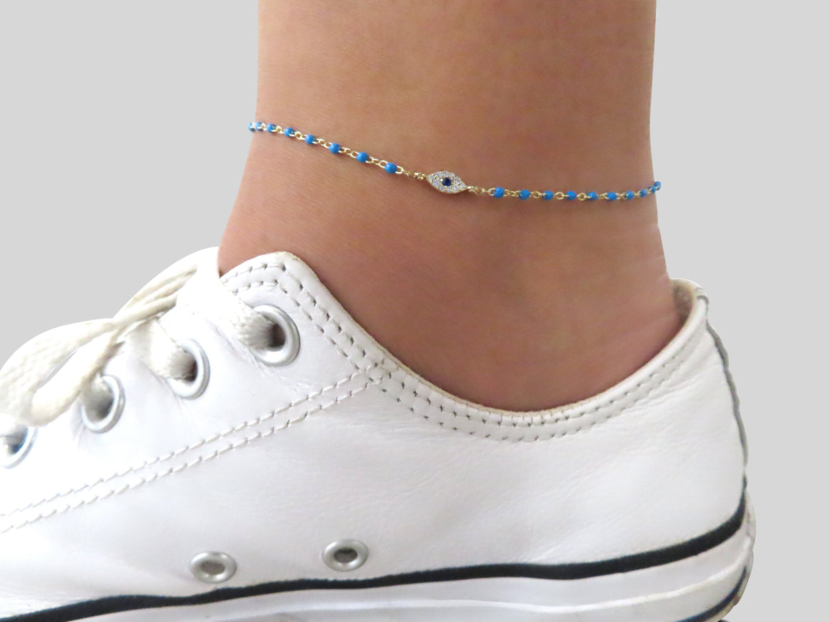 Turquoise Eye Anklet | Restivo Jewelers