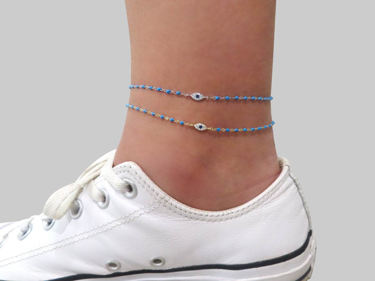 Turquoise Eye Anklet | Restivo Jewelers