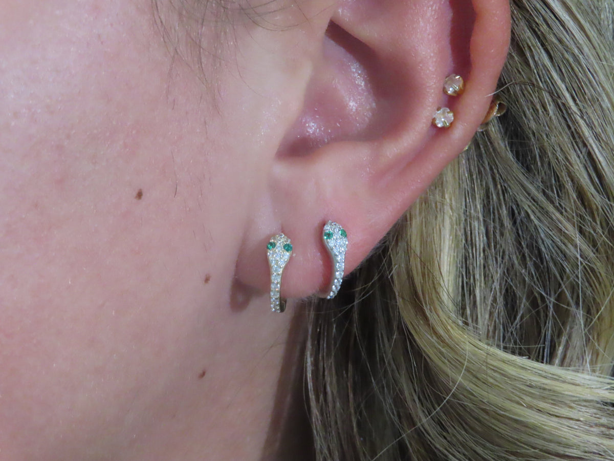 CZ Snake Huggies | Restivo Jewelers