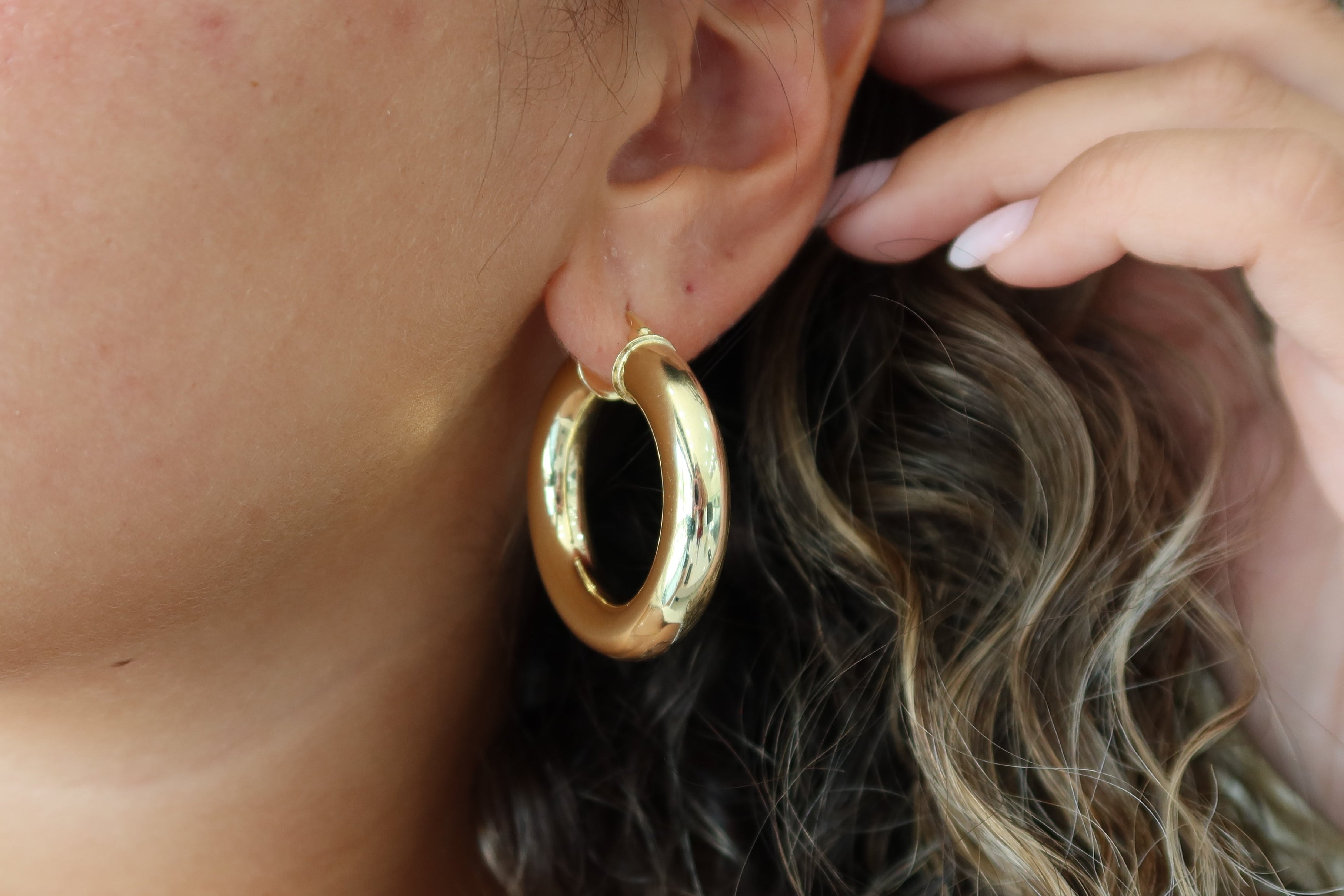 Thick Gold Tube Hoops