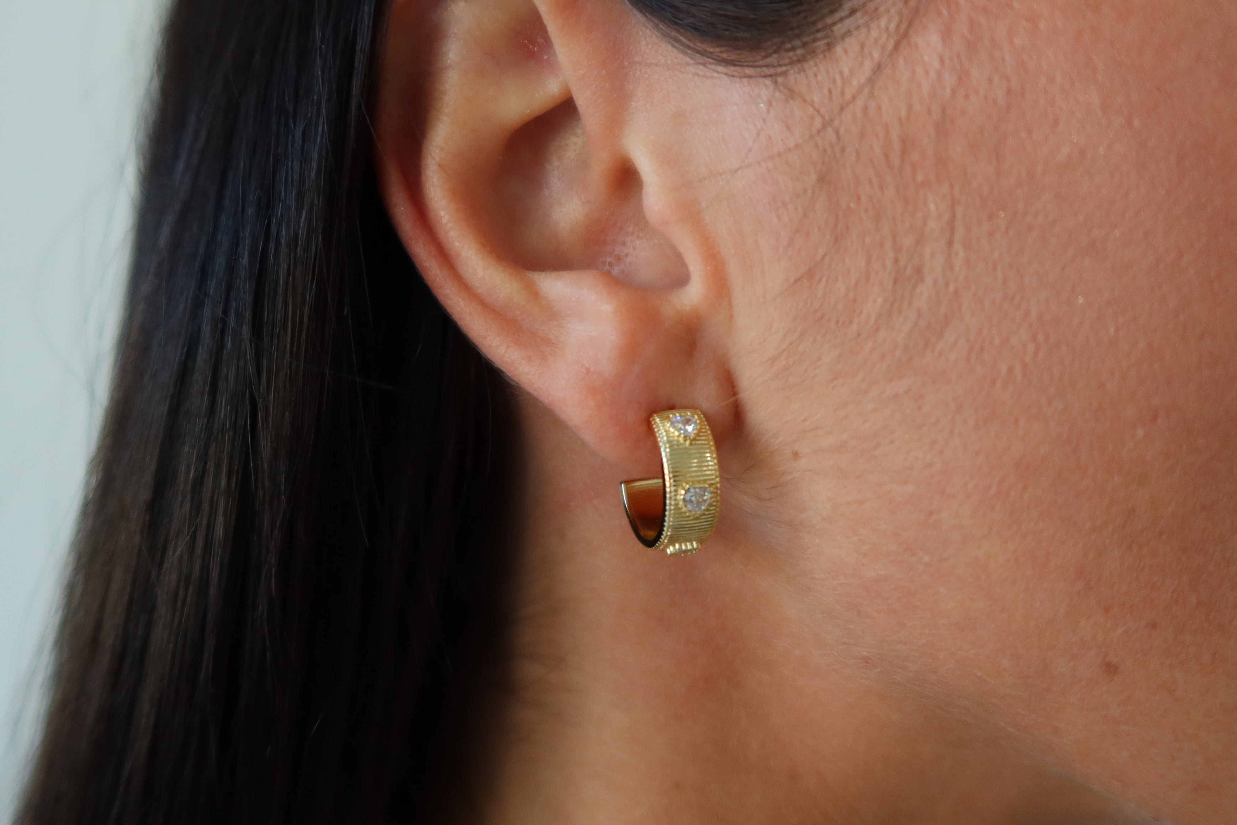 Gold Textured Mini Hoop