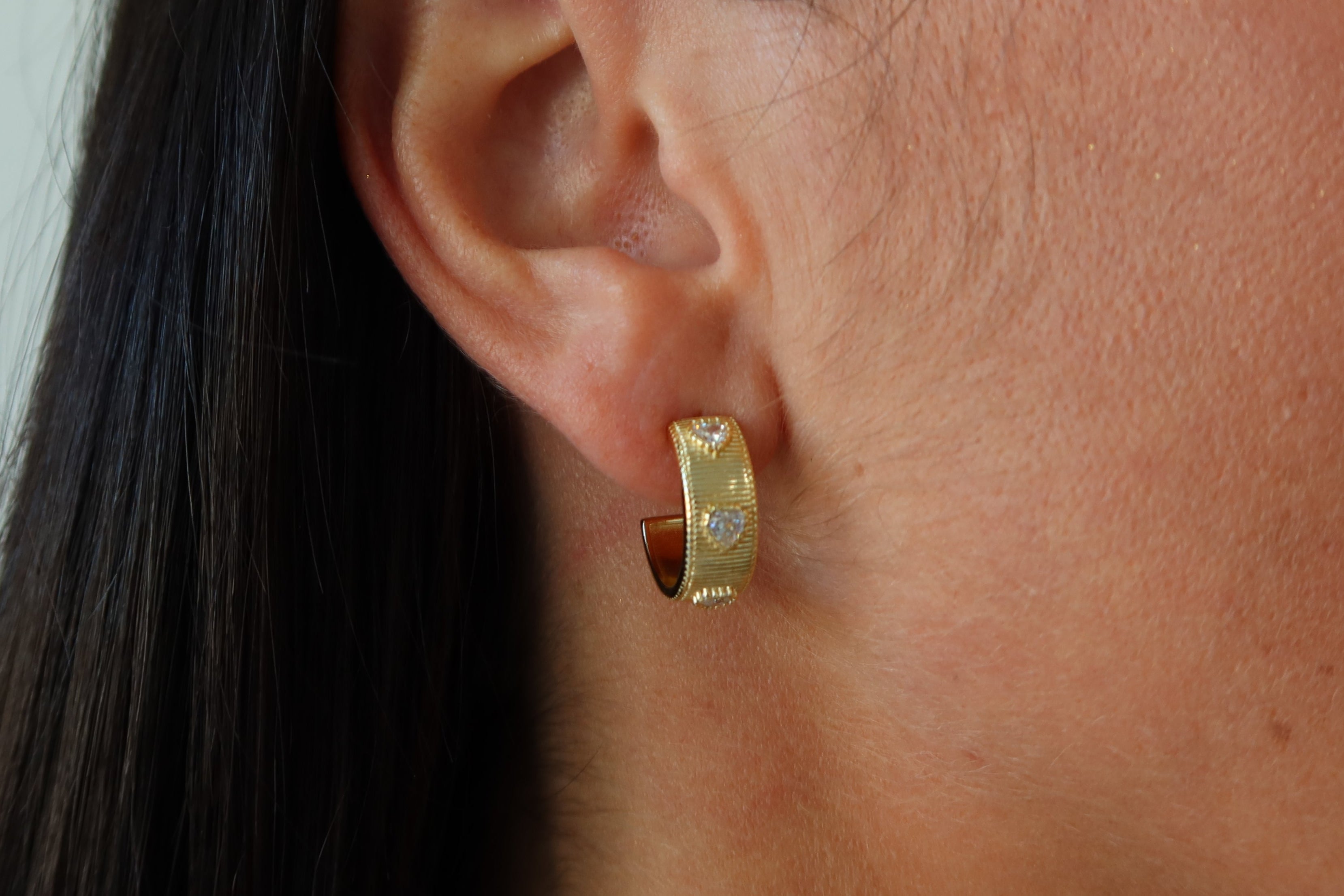 Gold Textured Mini Hoop