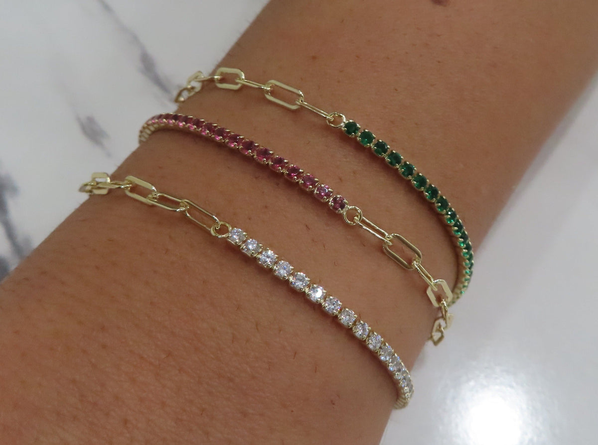 Open Link Gemstone Bracelet | Restivo Jewelers