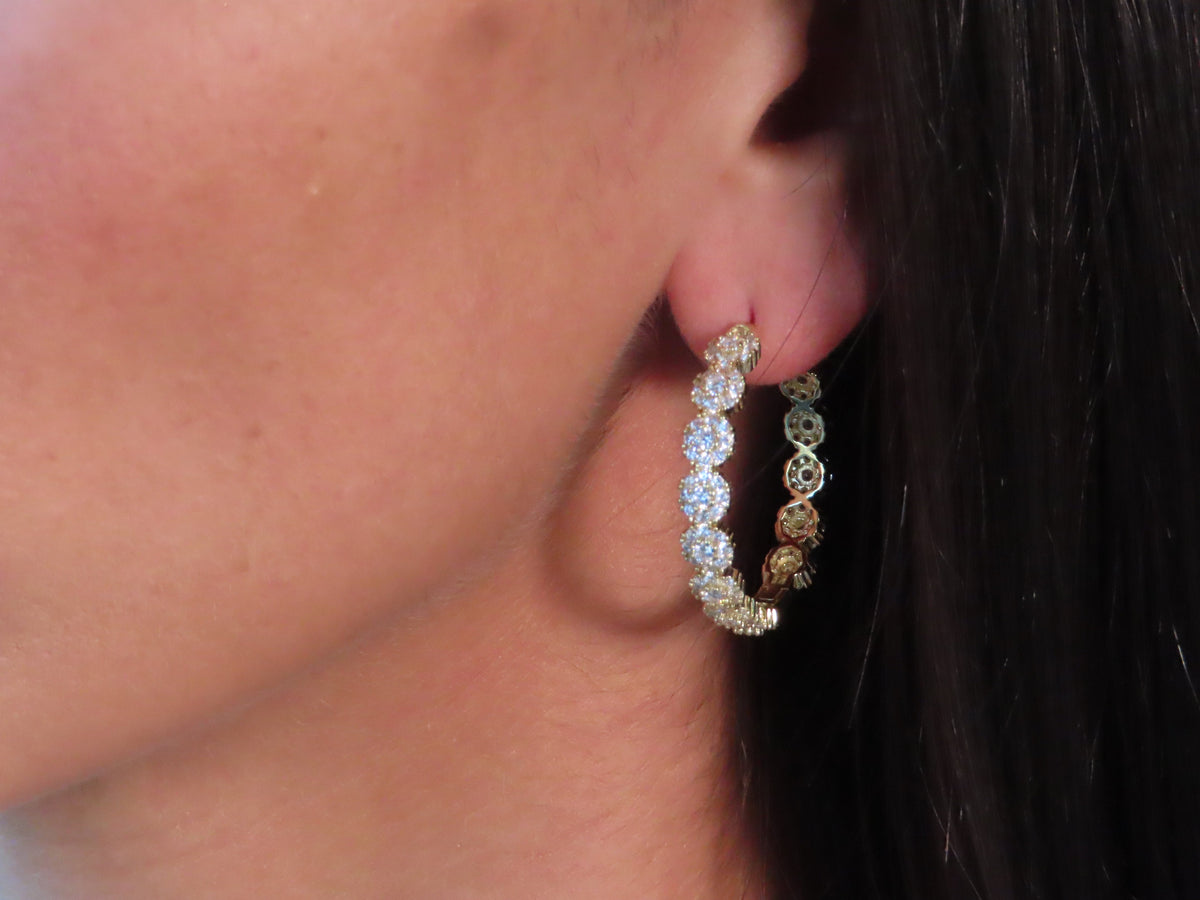 Honeycomb CZ Hoops | Restivo Jewelers