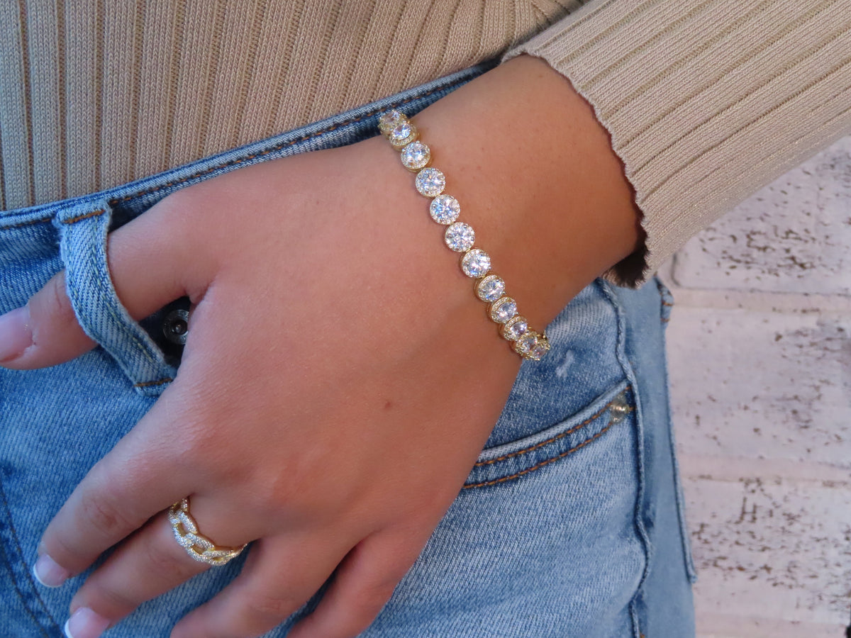 Allure Halo CZ Tennis Bracelet | Restivo Jewelers
