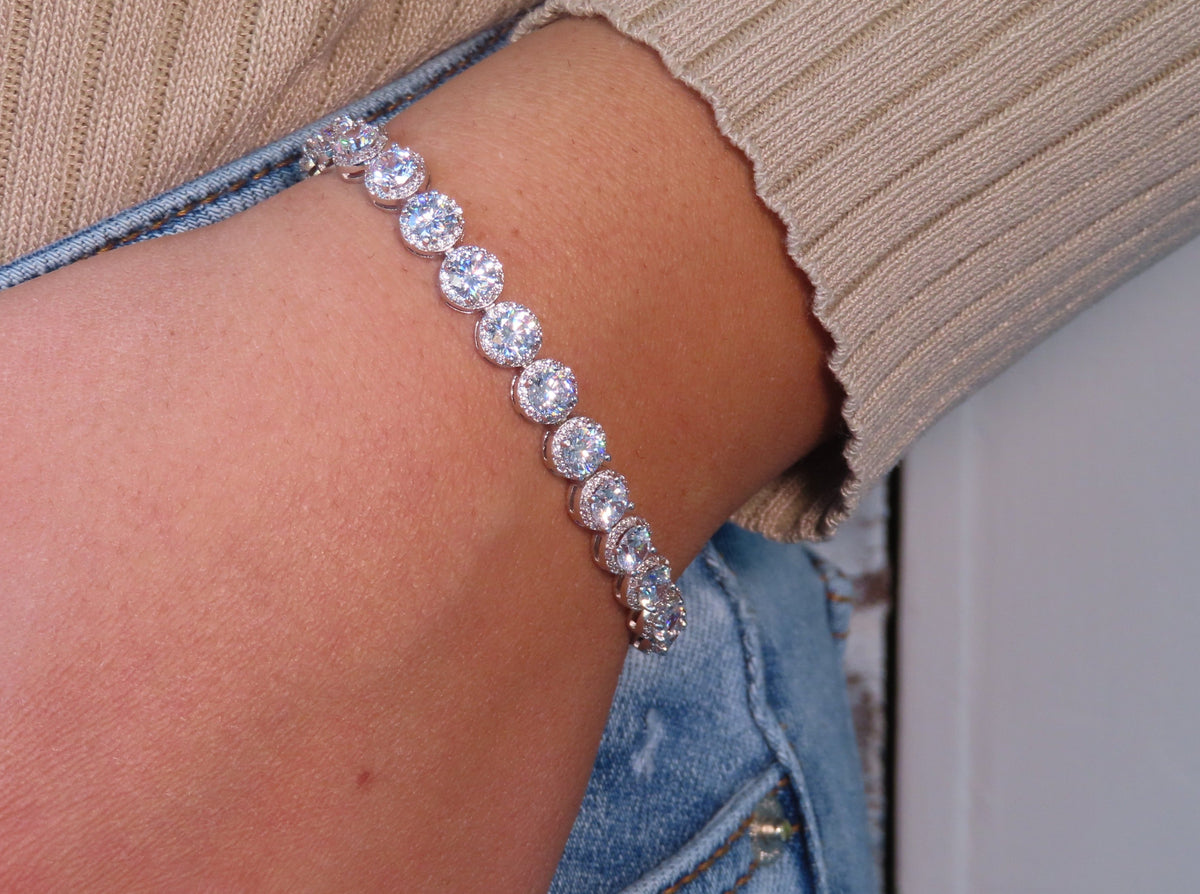 Allure Halo CZ Tennis Bracelet | Restivo Jewelers