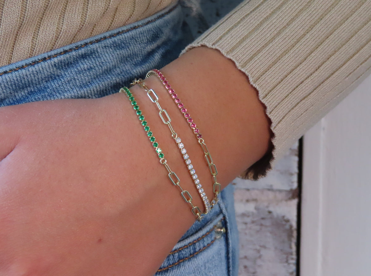 Open Link Gemstone Bracelet | Restivo Jewelers