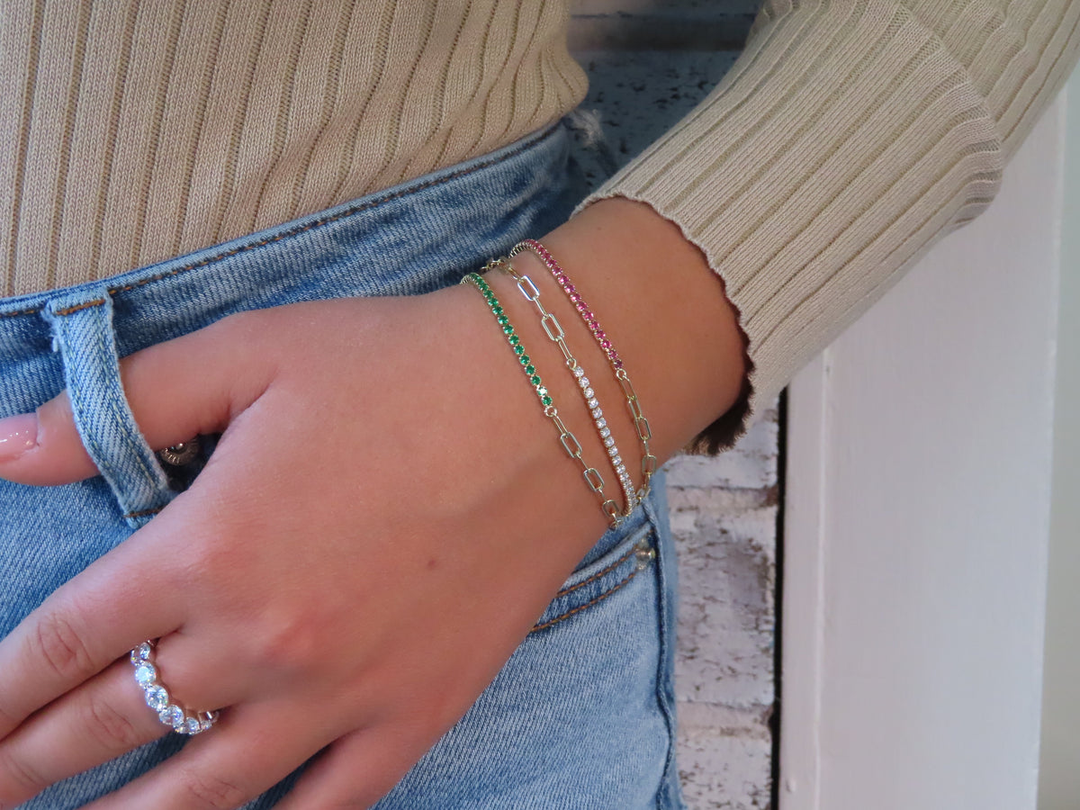 Open Link Gemstone Bracelet | Restivo Jewelers