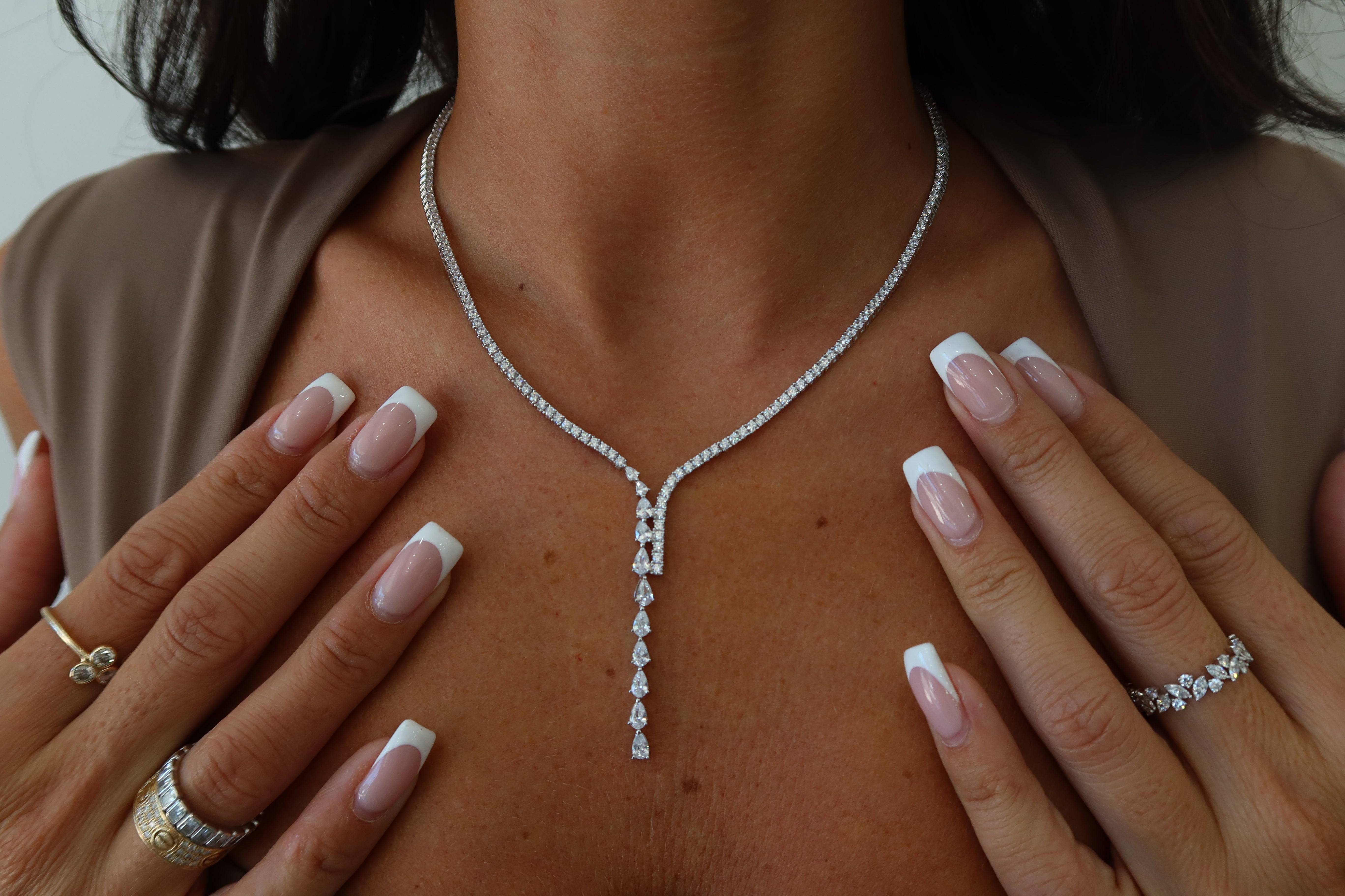 Crystal Lariat Tennis Necklace