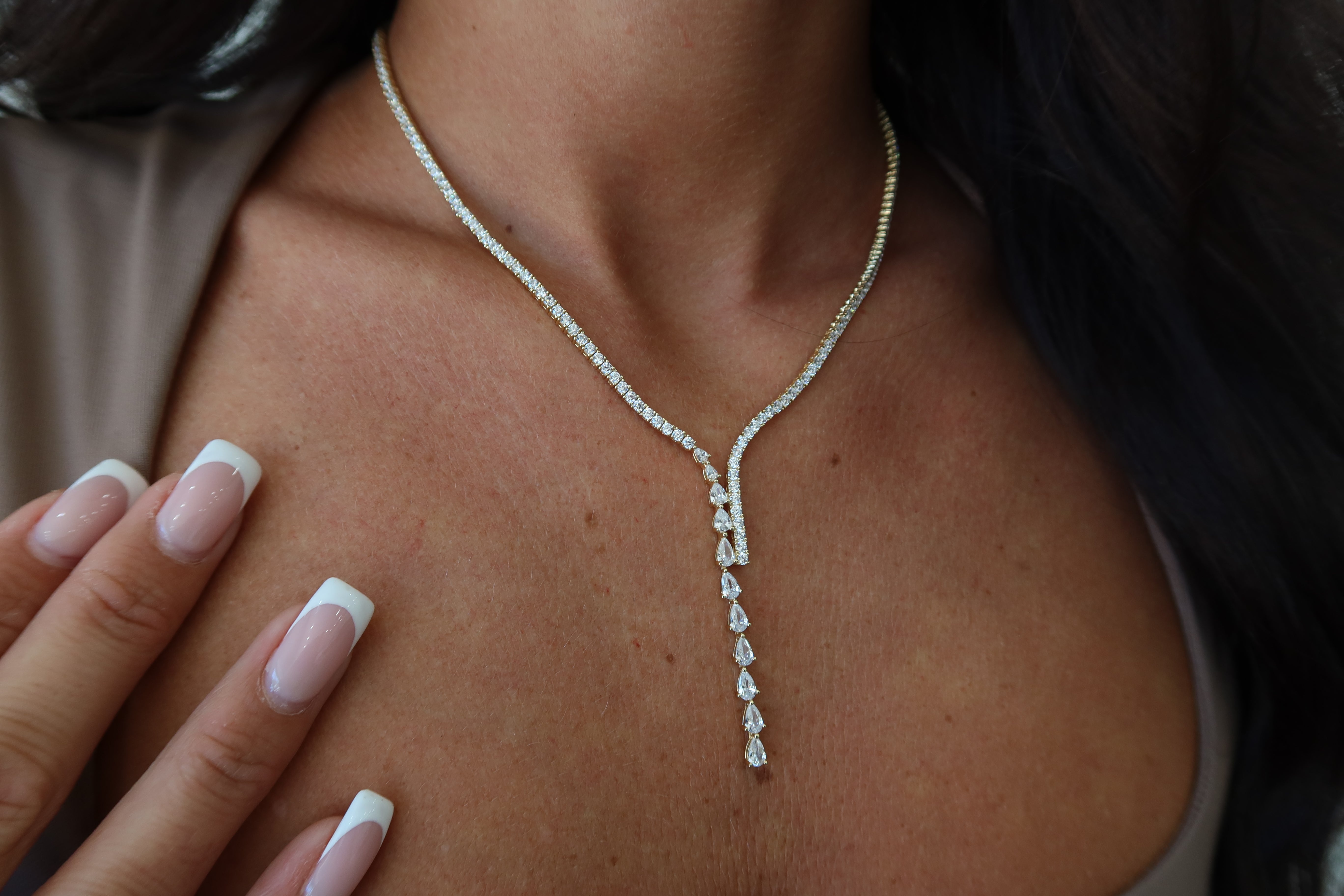 Crystal Lariat Tennis Necklace