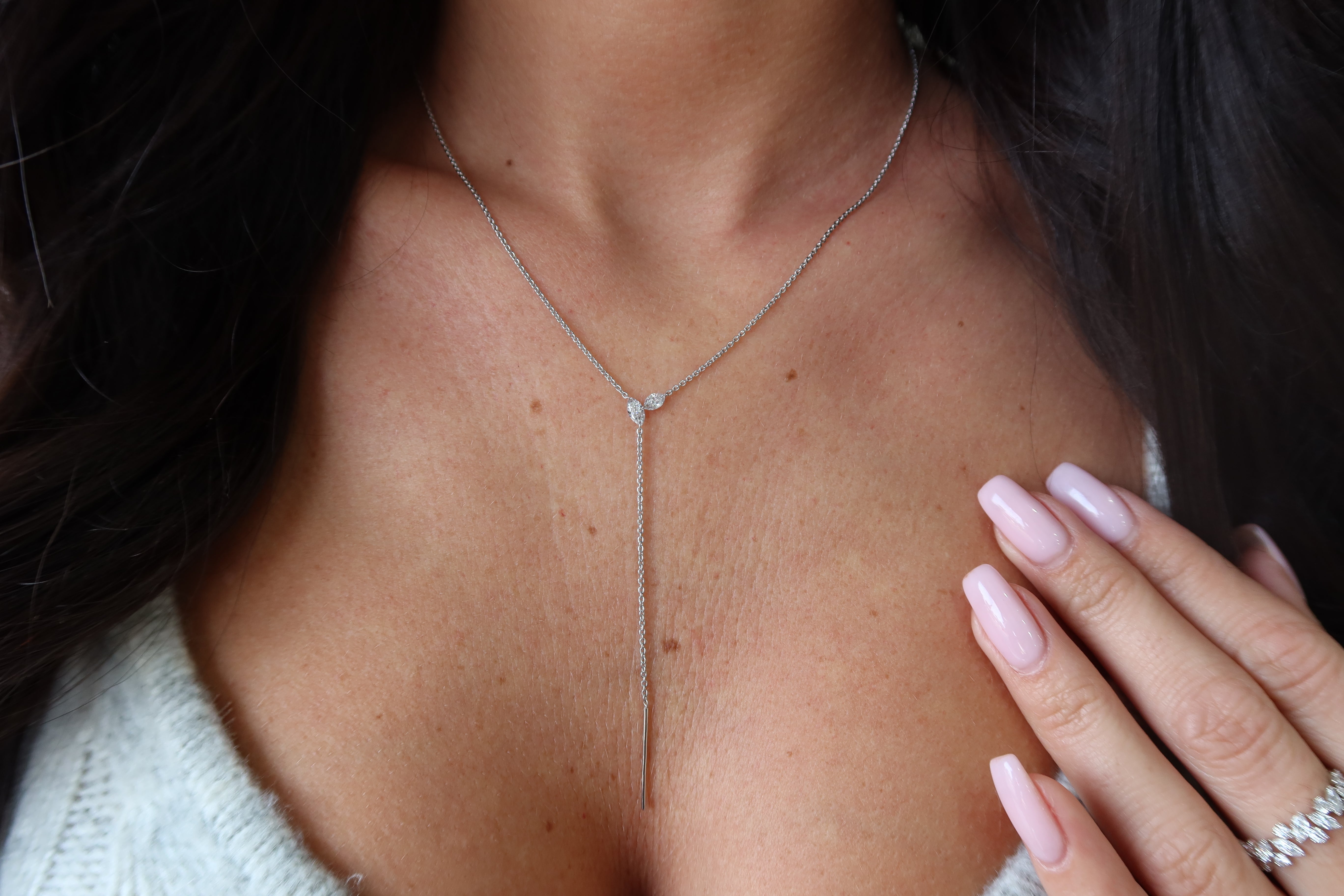 14K Marquise Diamond Lariat