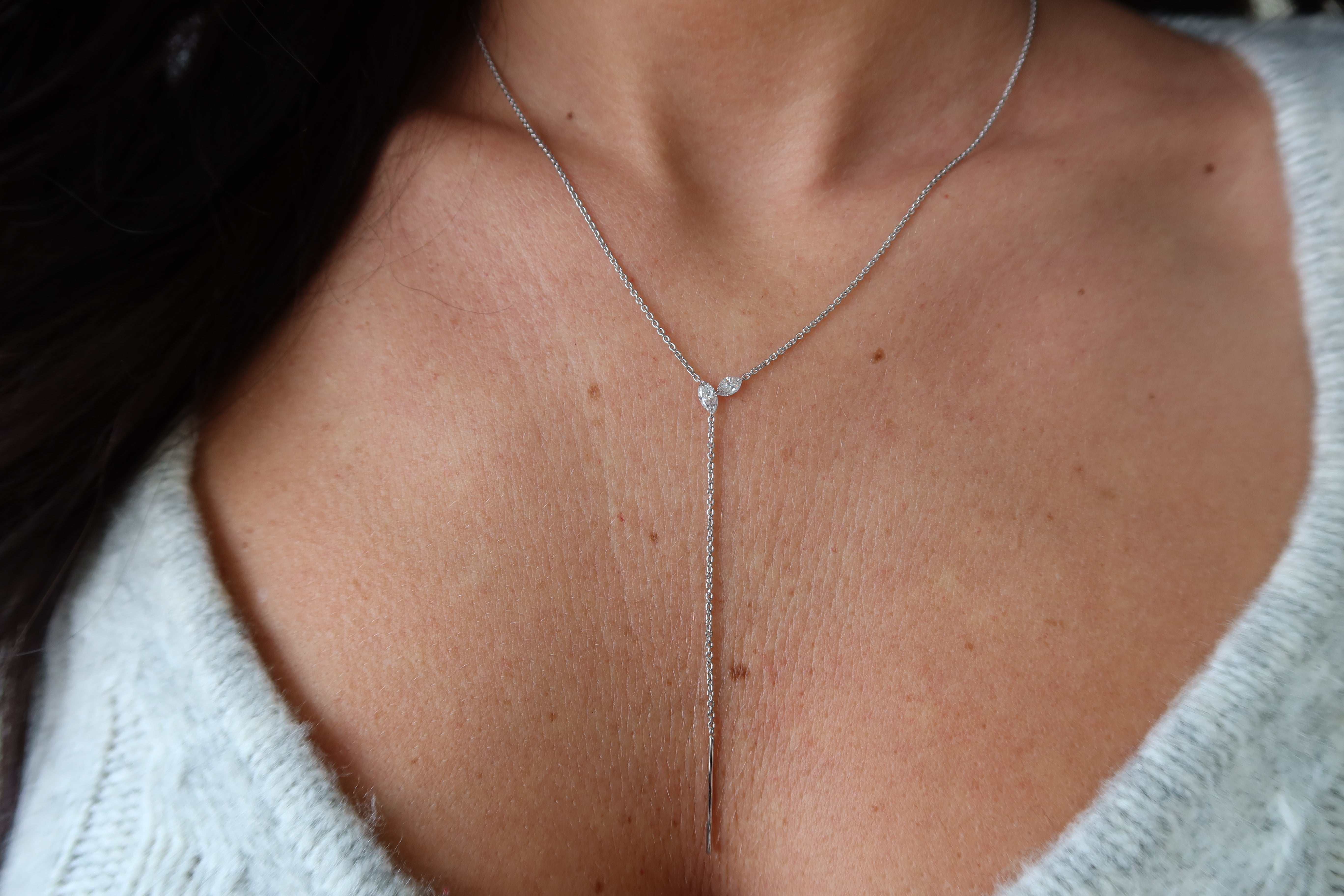 14K Marquise Diamond Lariat