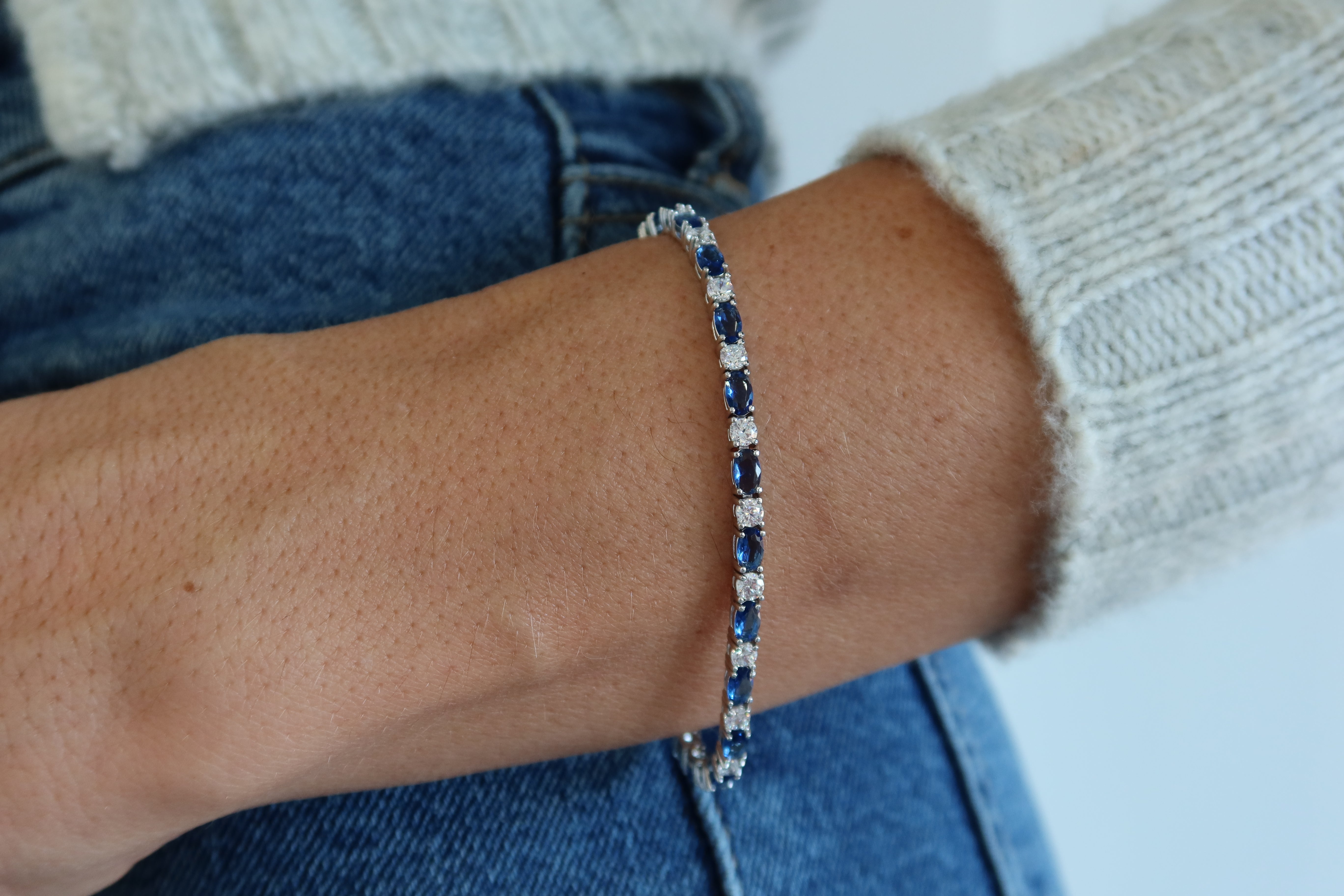 Sapphire Crystal CZ Tennis Bracelet