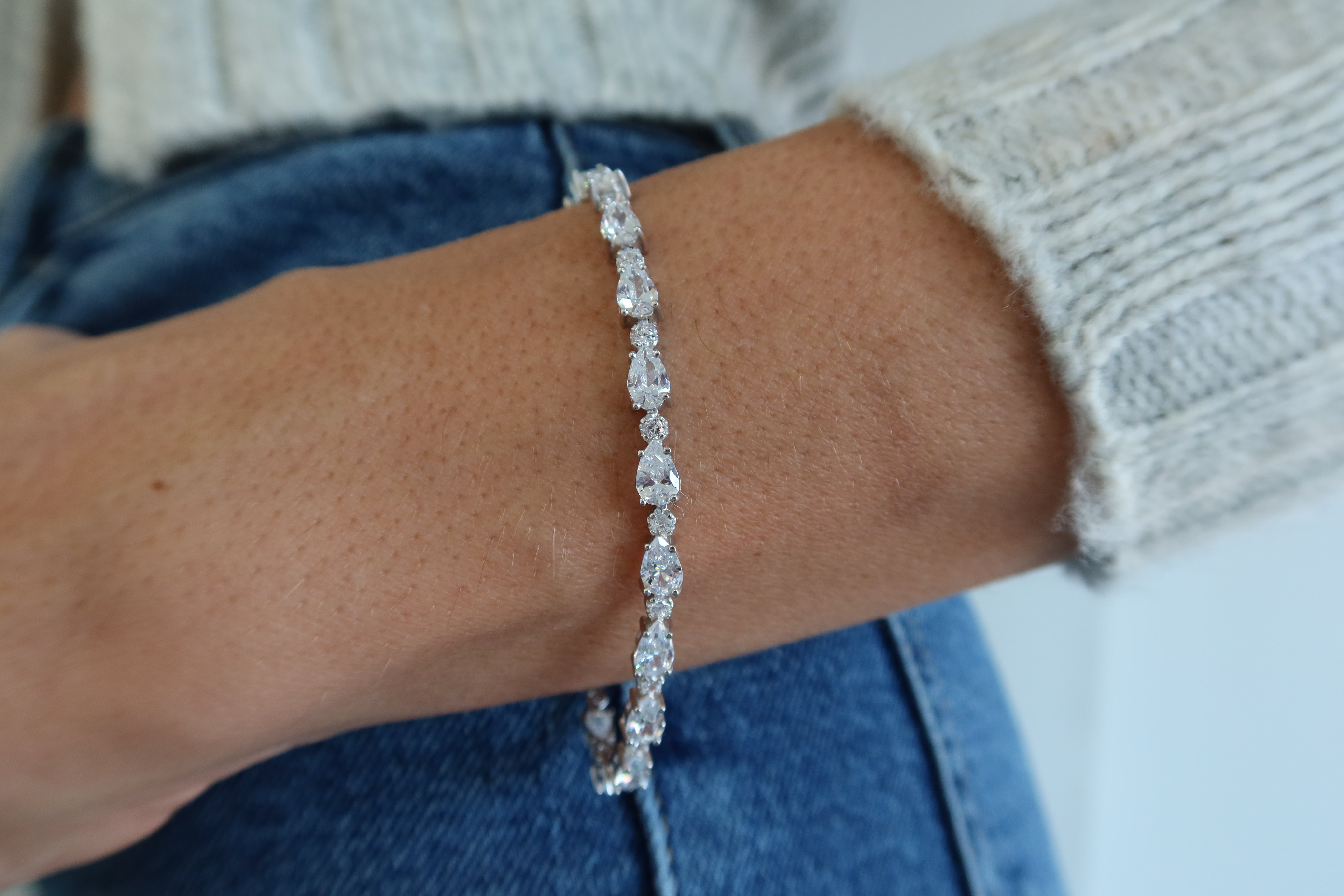 Pear Shaped CZ Tennis Bracelet