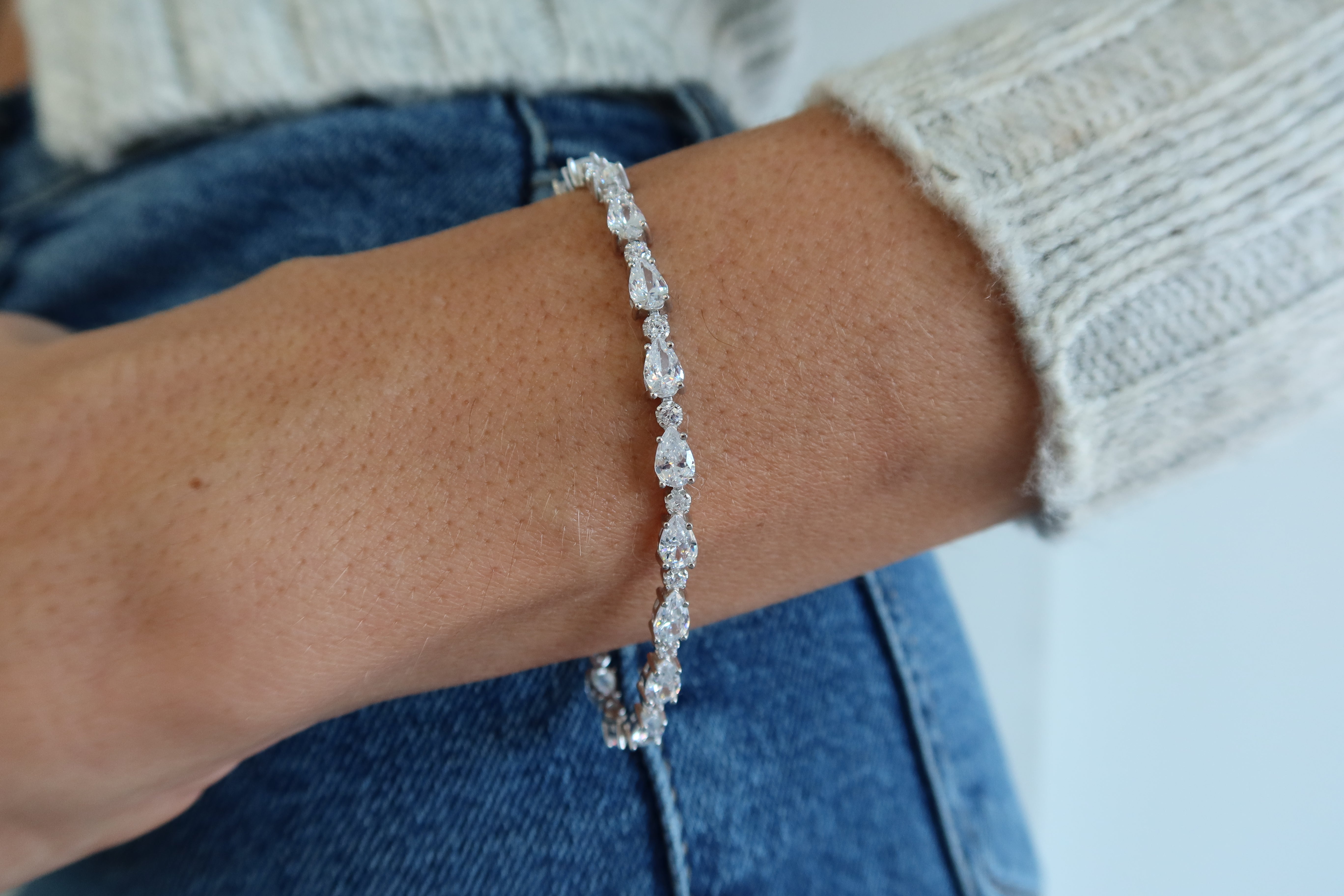 Pear Shaped CZ Tennis Bracelet