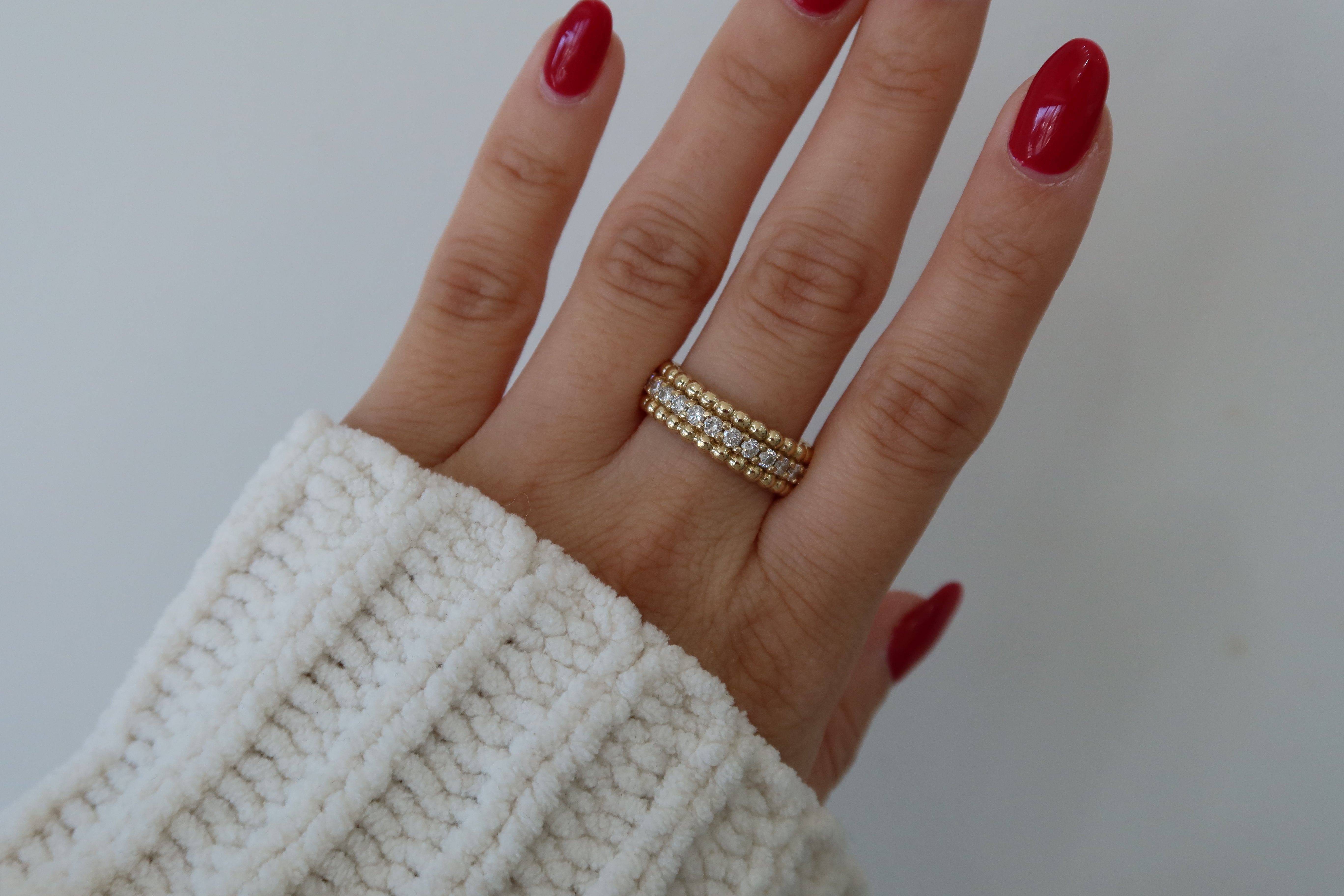 14K Gold Beaded Diamond Ring - SHOP PAIGE