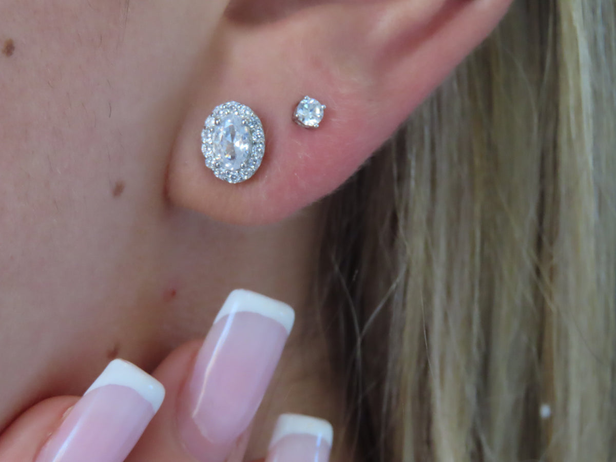 Oval Halo Studs | Restivo Jewelers