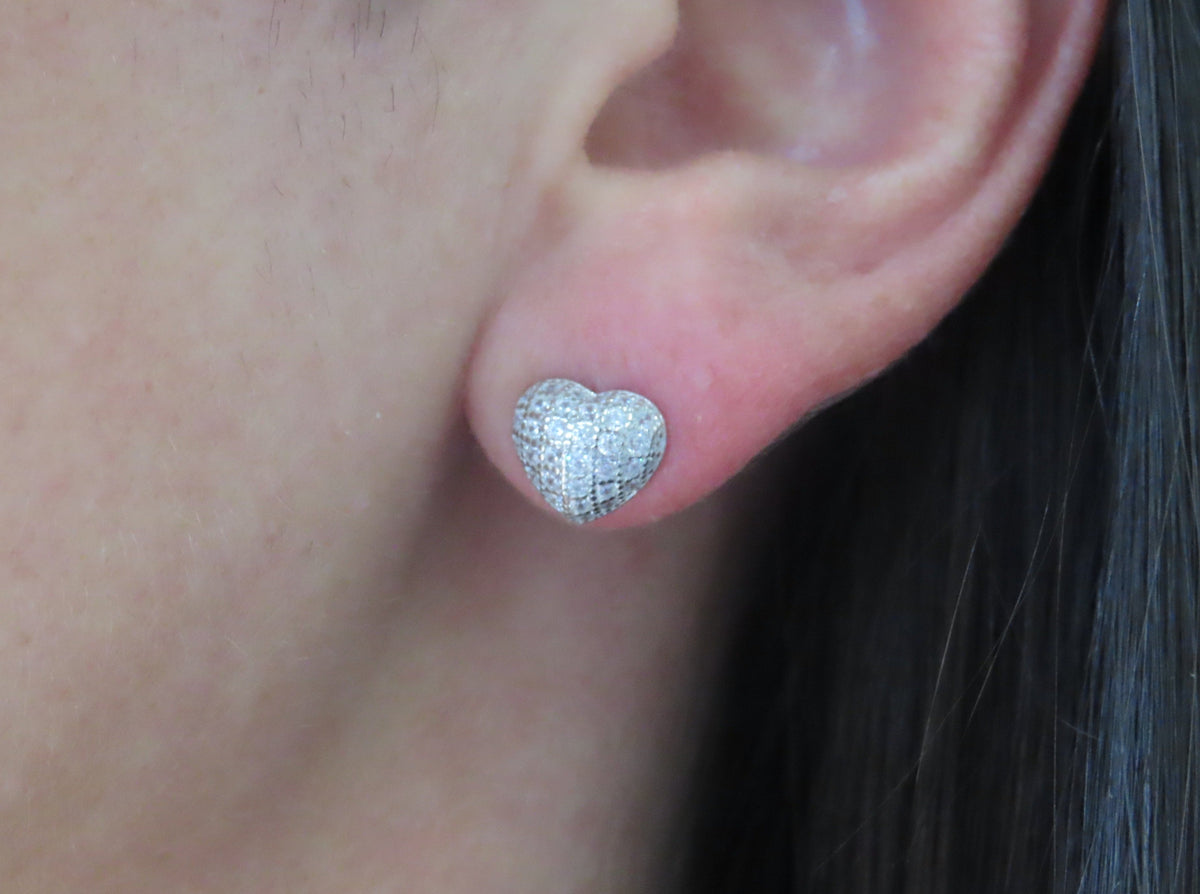 Micropavé Heart Studs | Restivo Jewelers