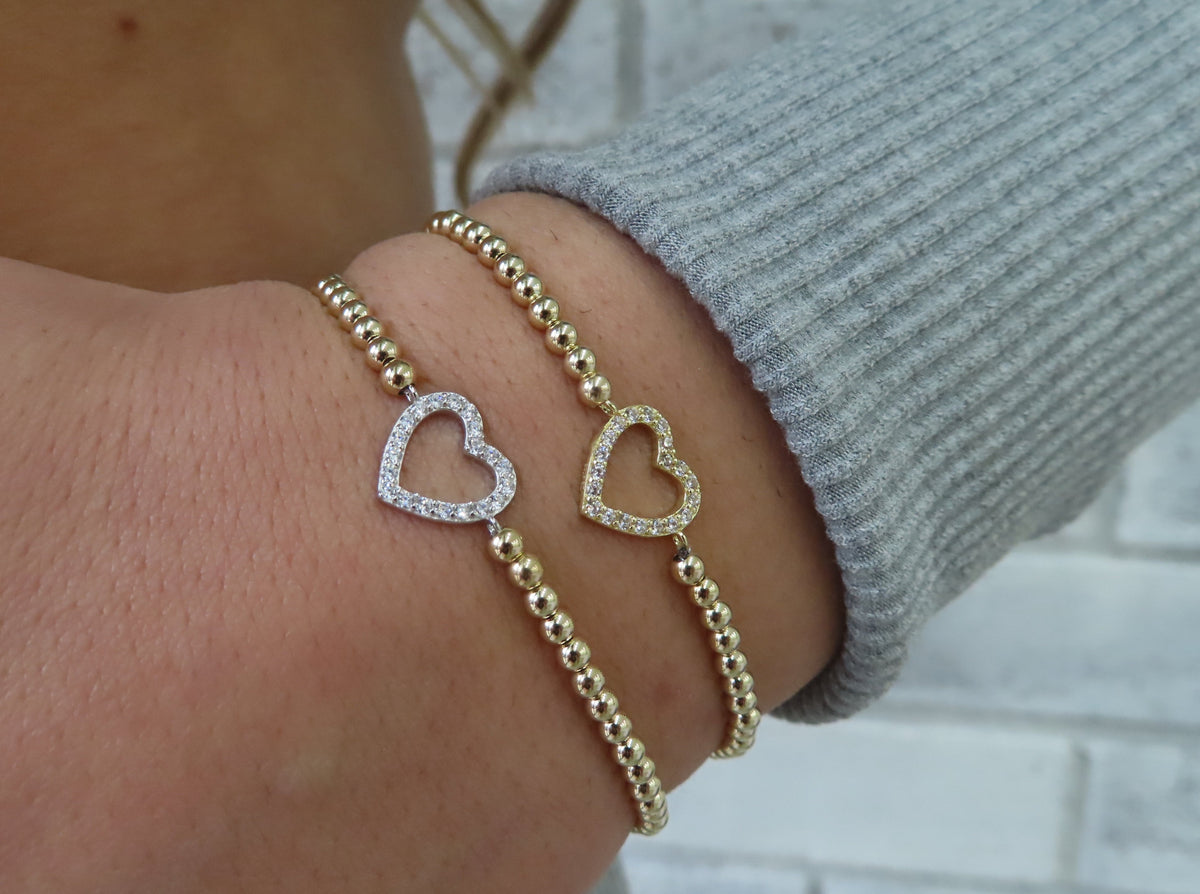 Pavé Heart Ball Bracelet | Restivo Jewelers