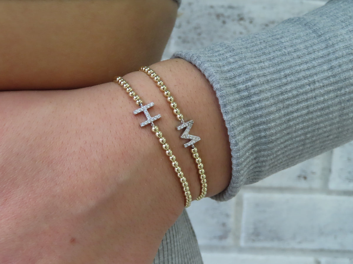 Pavé Initial Gold Filled Ball Bracelet | Restivo Jewelers