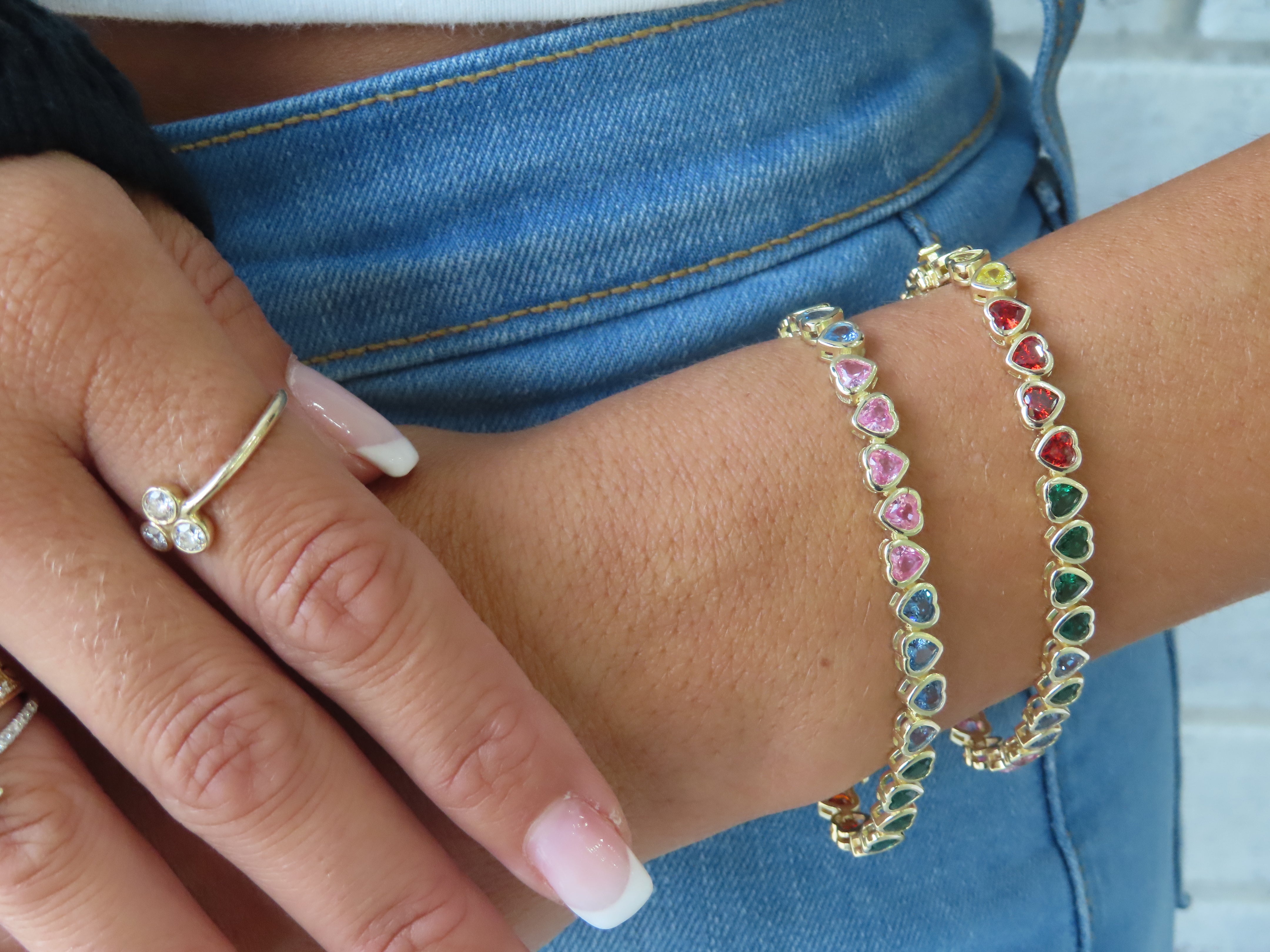 Rainbow Hearts Tennis Bracelet