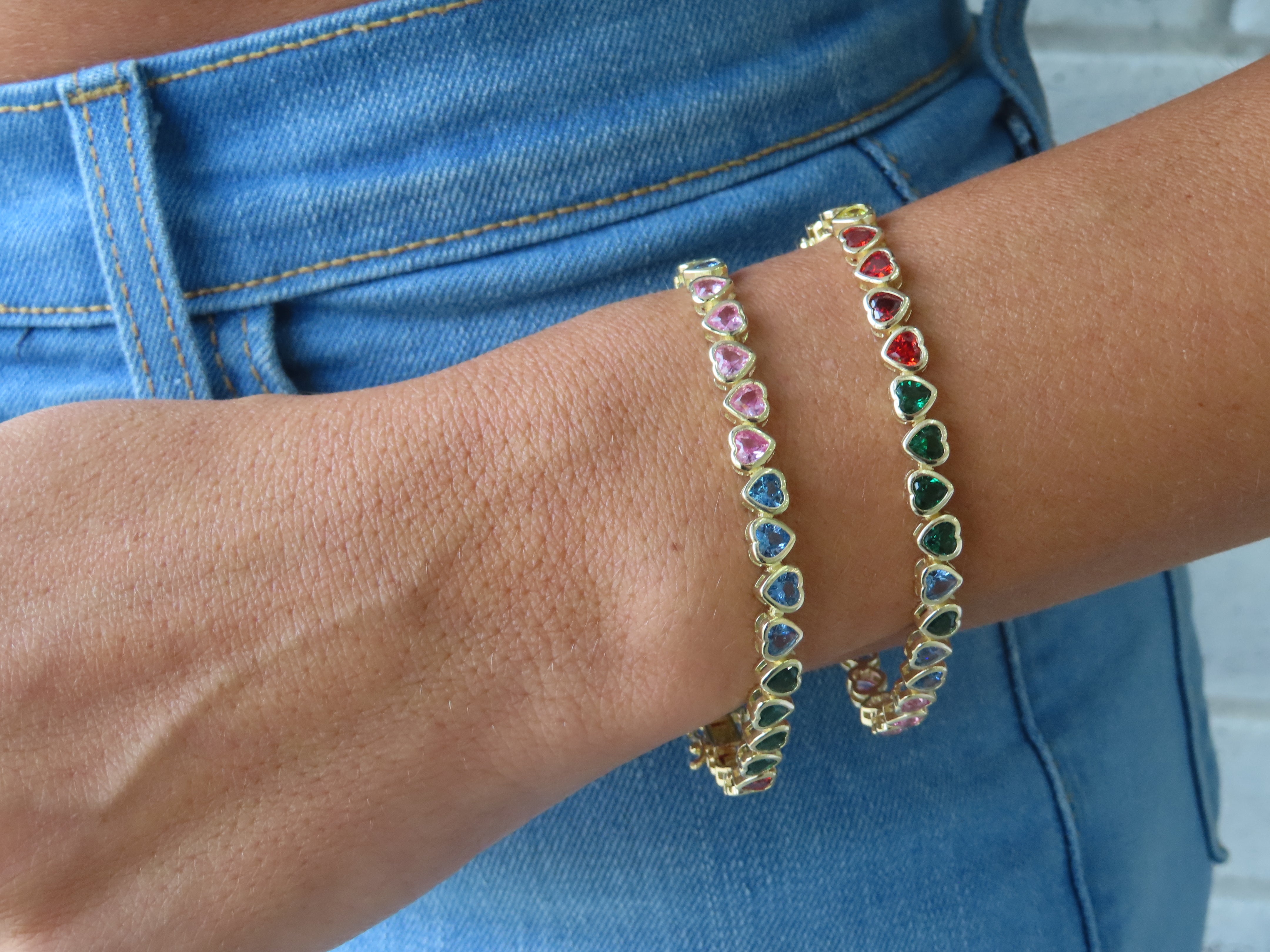 Rainbow Hearts Tennis Bracelet
