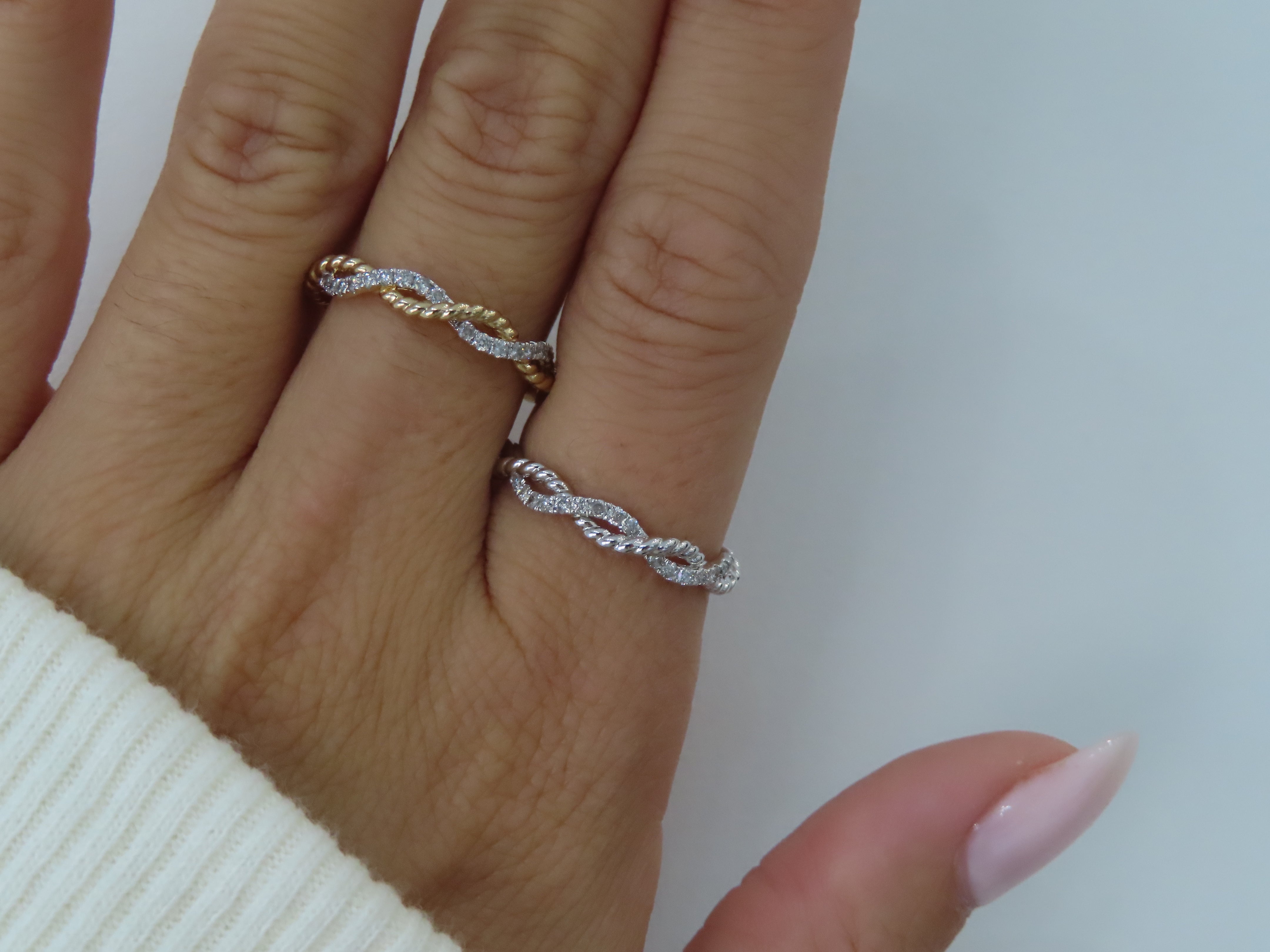 14k Rope Diamond Twist Ring