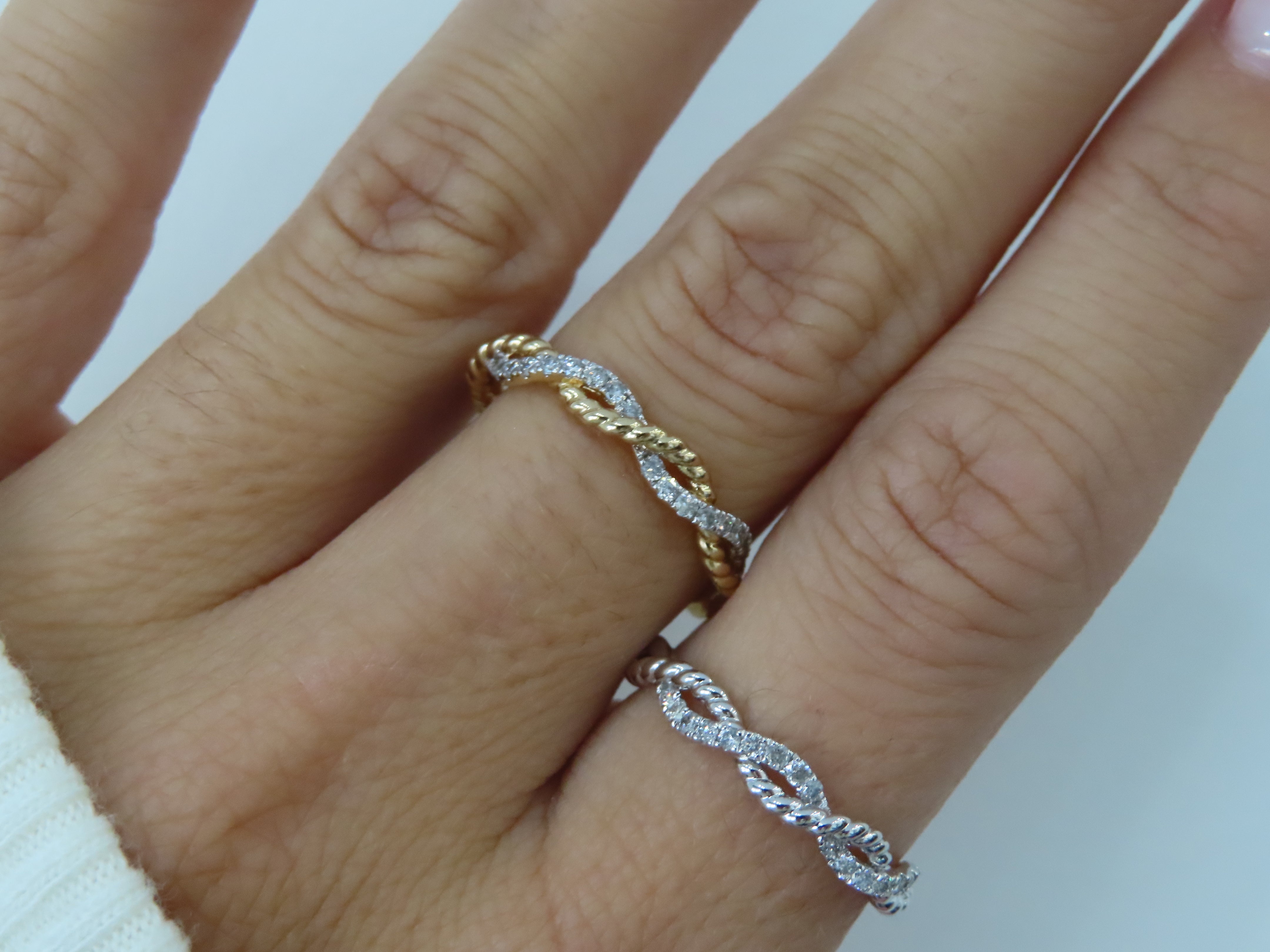 14k Rope Diamond Twist Ring