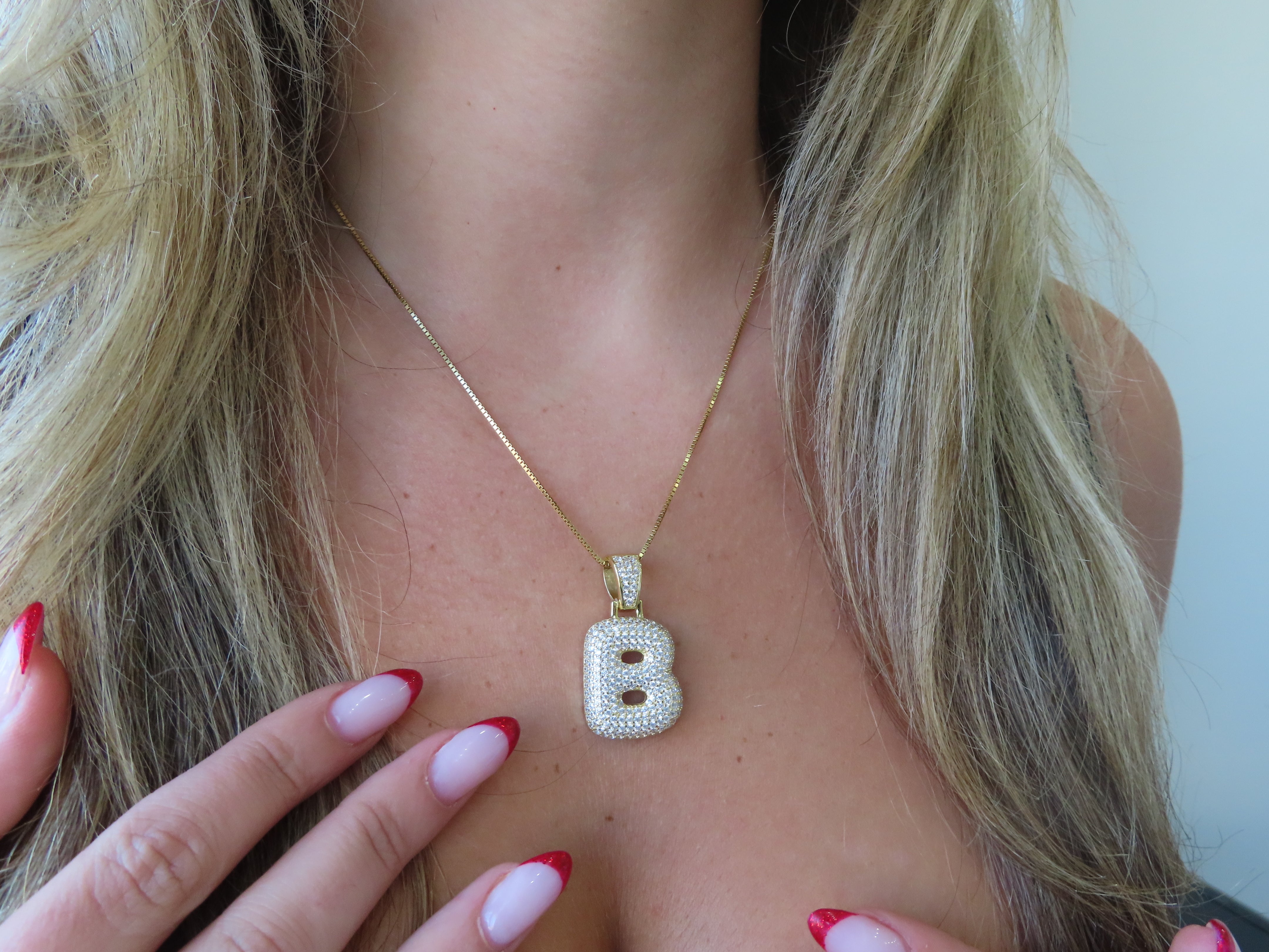 Big CZ Bubble Letter Necklace