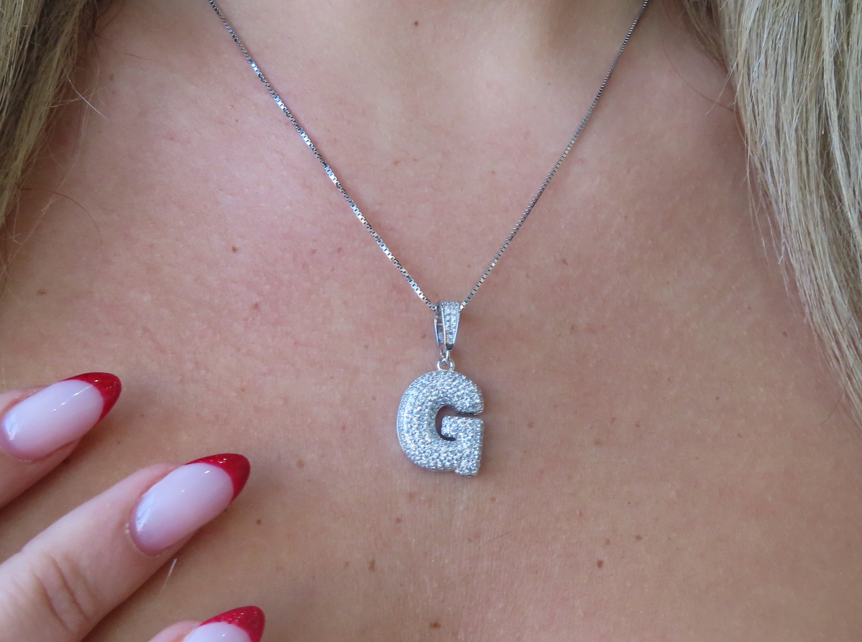 Big CZ Bubble Letter Necklace