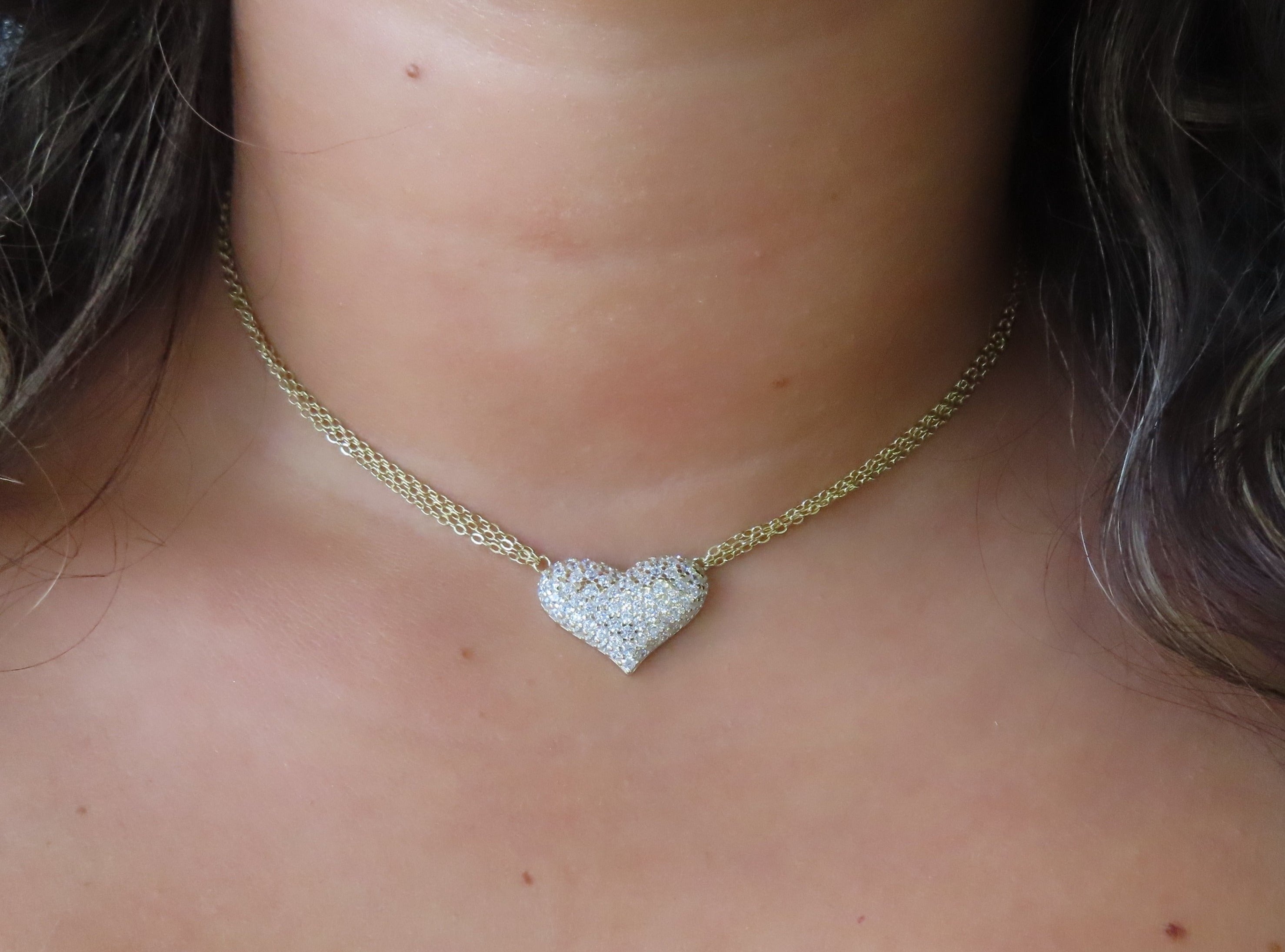 Puff Heart Choker Necklace