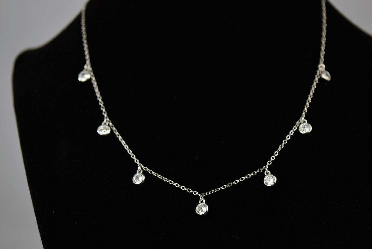 CZ Bezel Drop Necklace | Restivo Jewelers