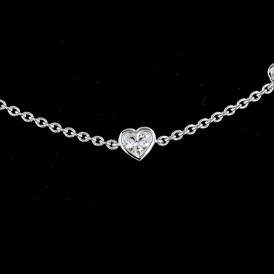 14K Heart Shape Station Necklace