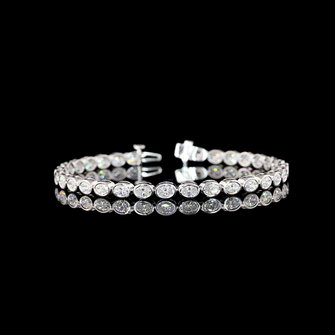 6 Carat Oval Cut Bezel Tennis Bracelet