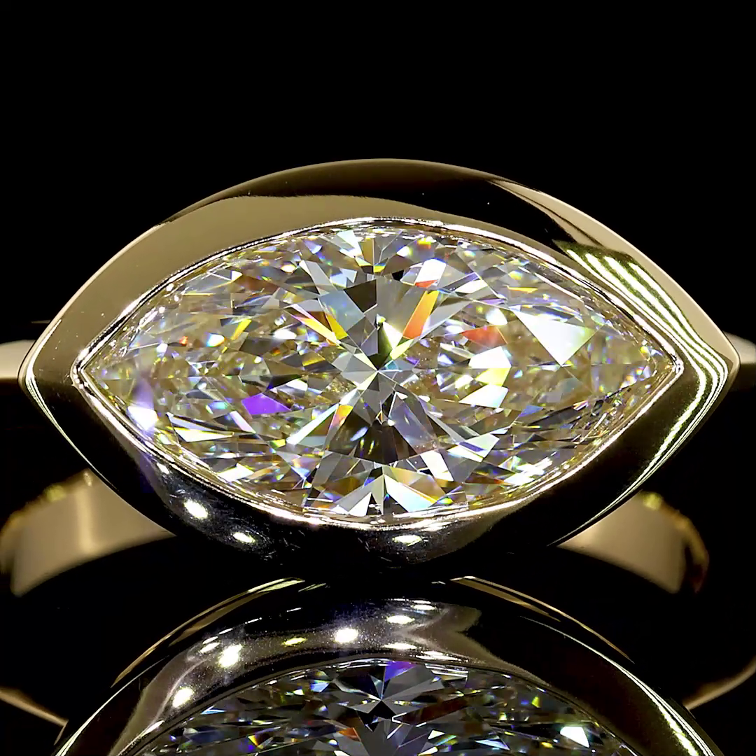2.53 CT Marquise Shape Solitaire Bezel Ring
