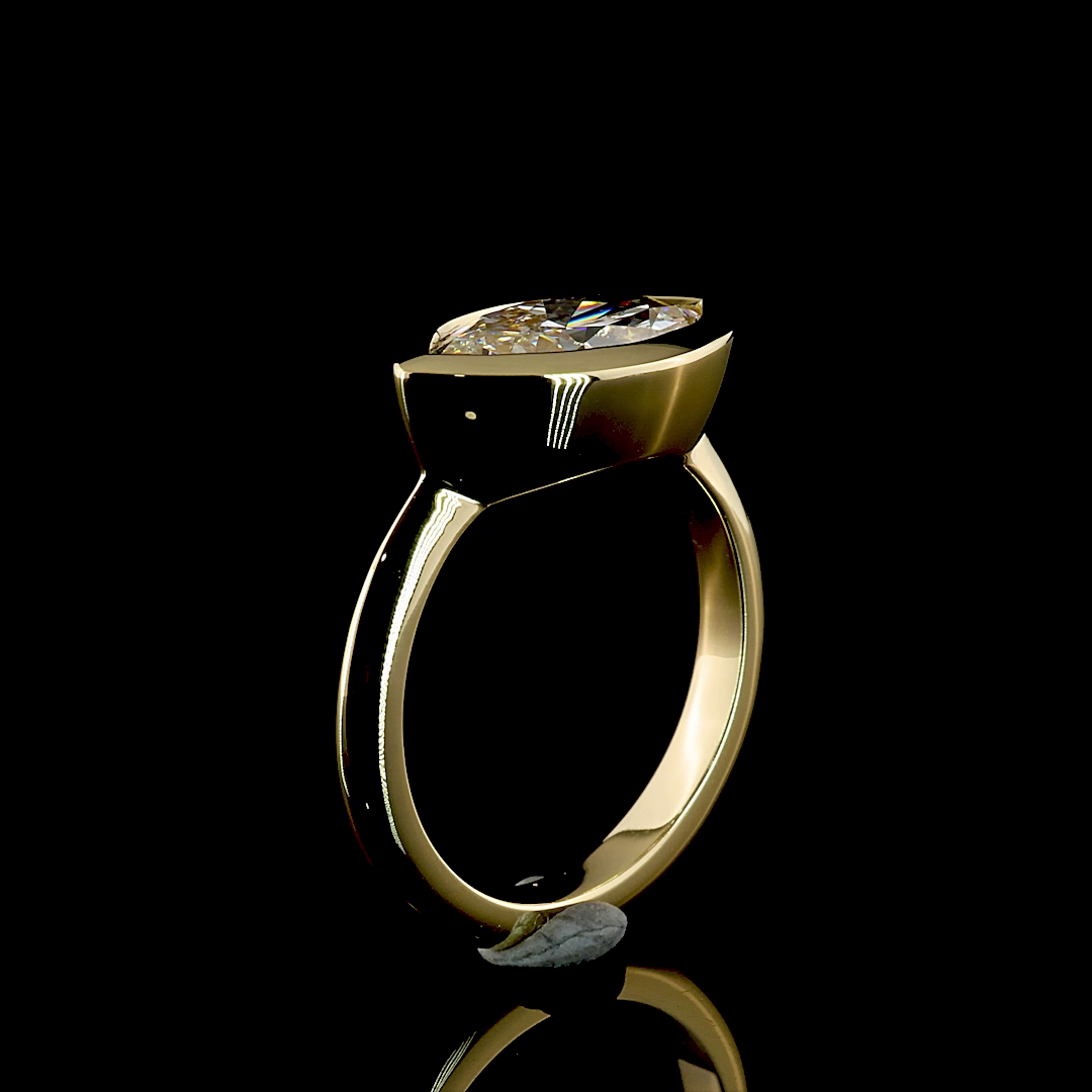 2.53 CT Marquise Shape Solitaire Bezel Ring