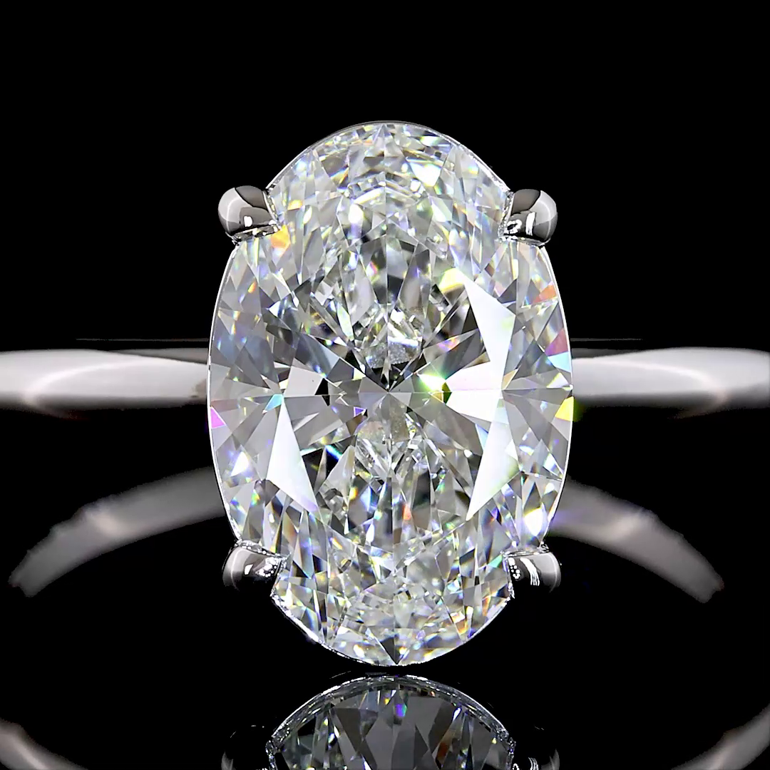 3.06 Carat 14K WHITE GOLD Oval Solitaire Ring