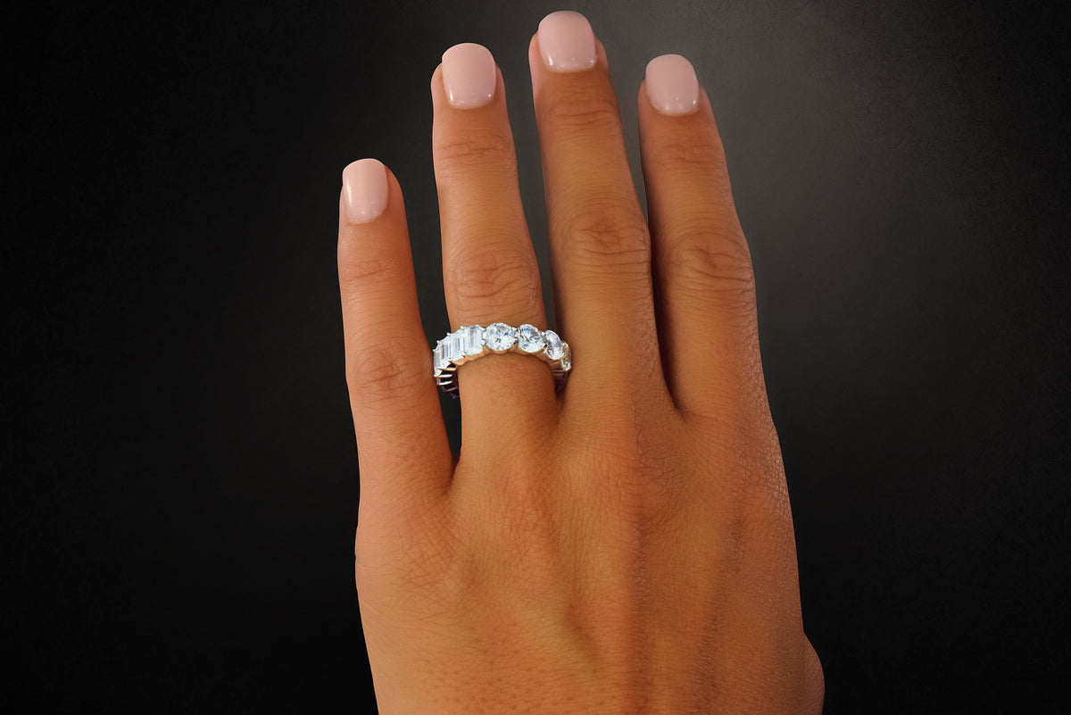 Round & Emerald Cut CZ Band | Restivo Jewelers